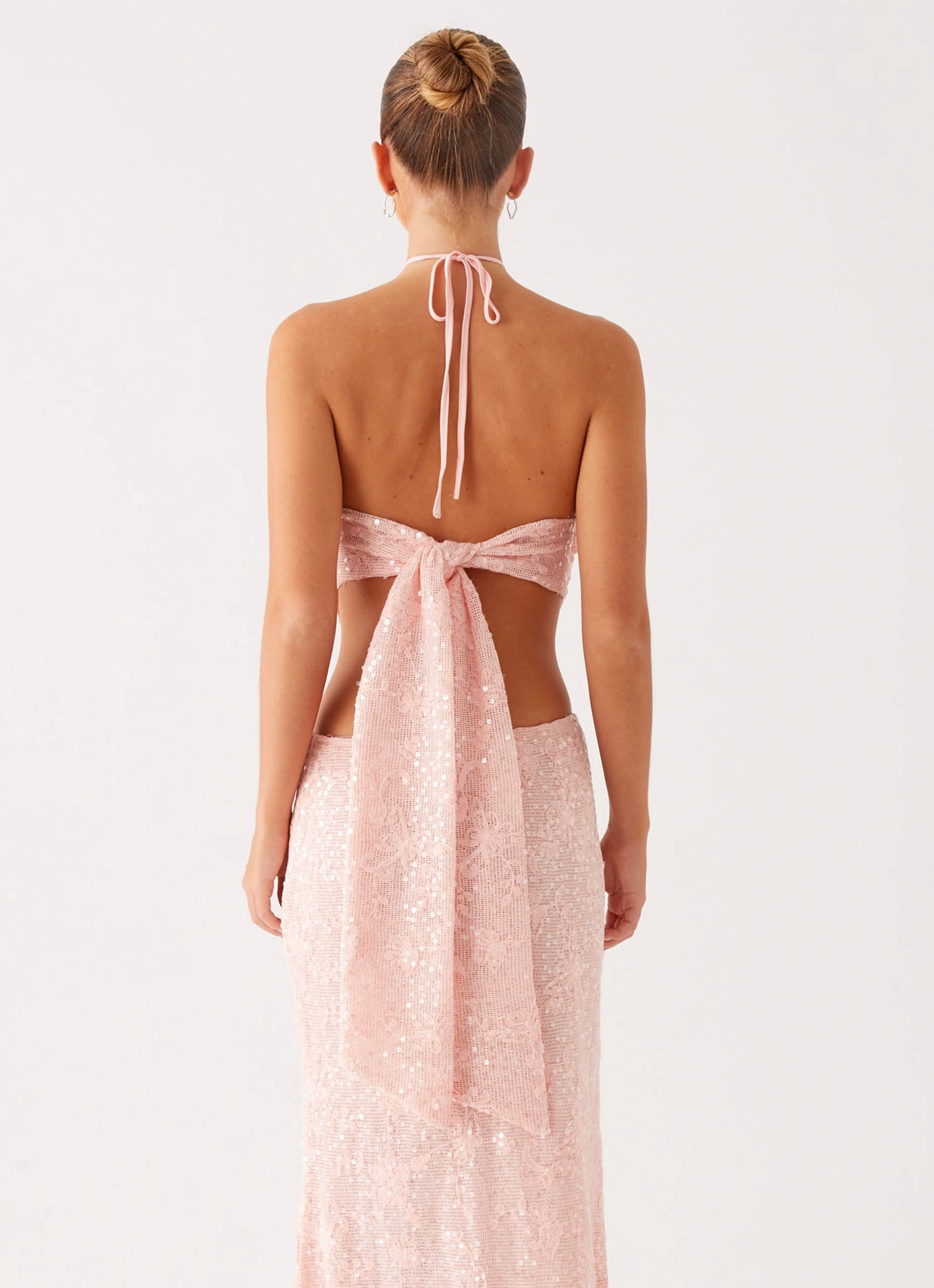 ReflectiveTrims Queenie Sequin Halter Top - Pink