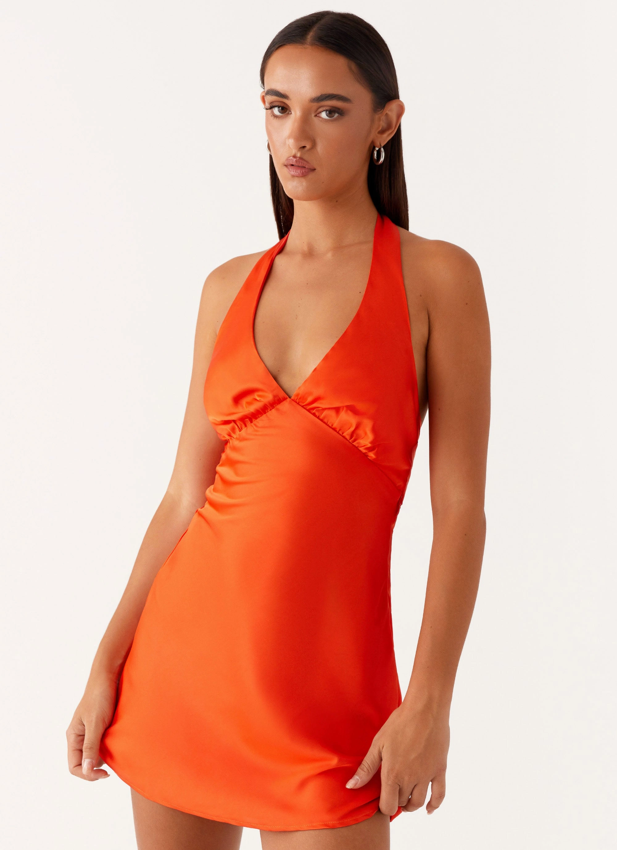 Heavy Hearted Mini Dress - Orange Snap Button