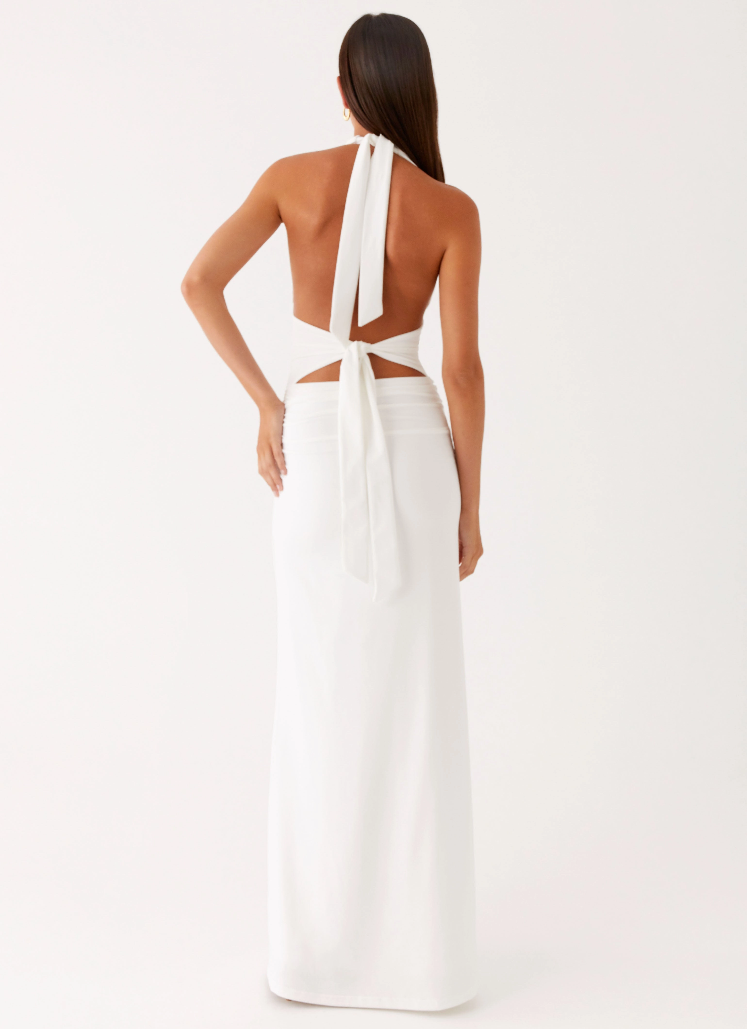 Minimalist Style Ilaria Halter Maxi Dress - White