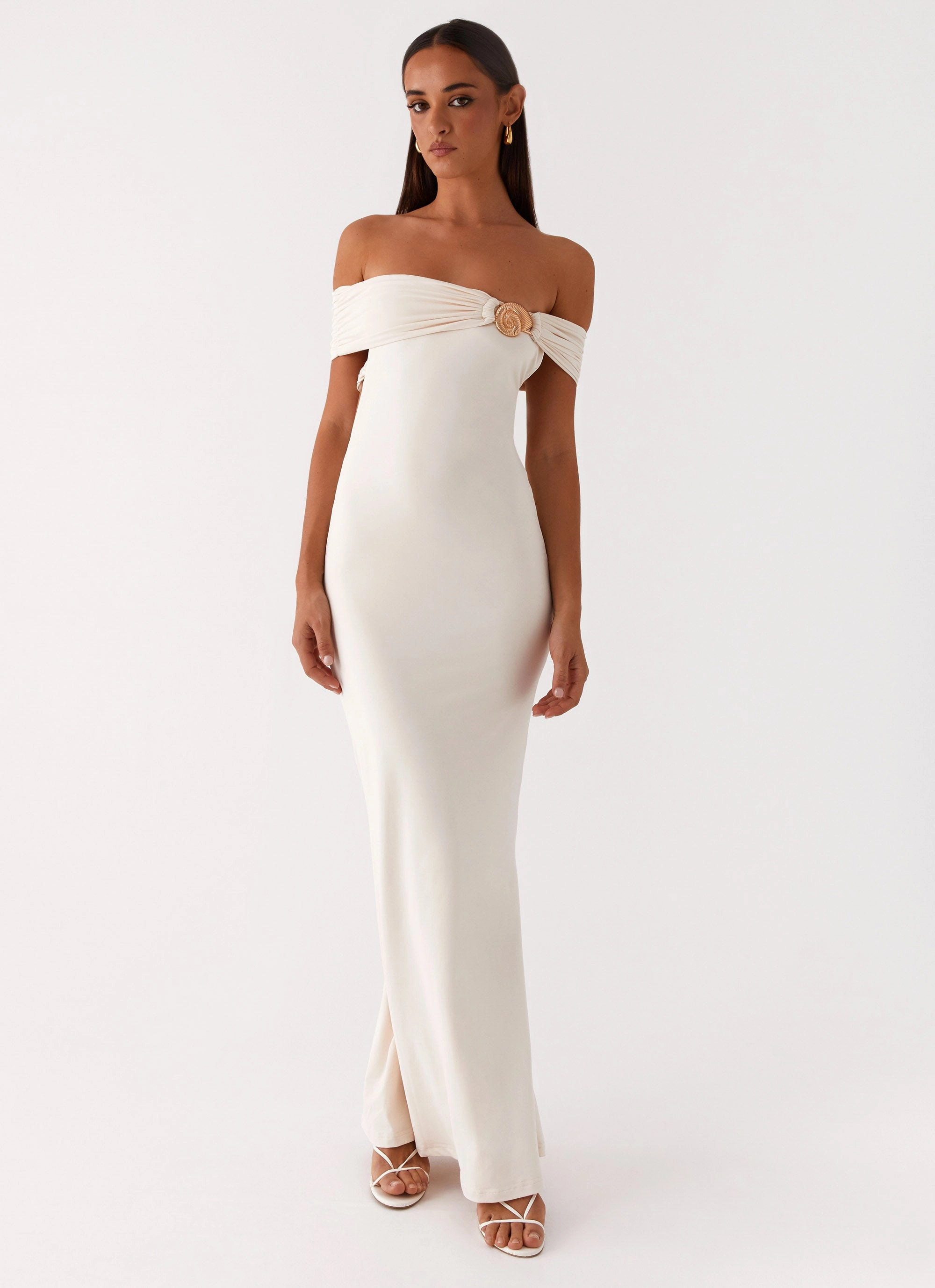 Illusion Maxi Dress - Ivory Elegant Evening