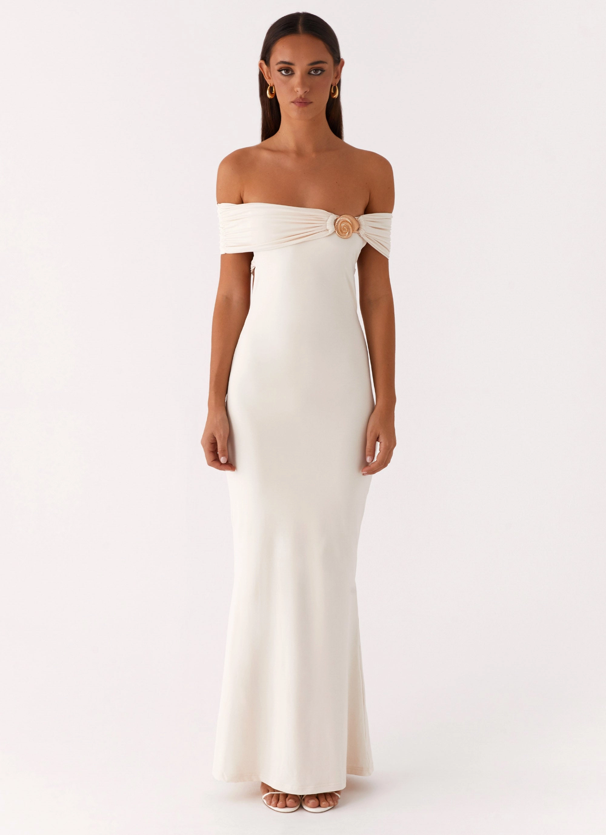Wrap Charm Illusion Maxi Dress - Ivory