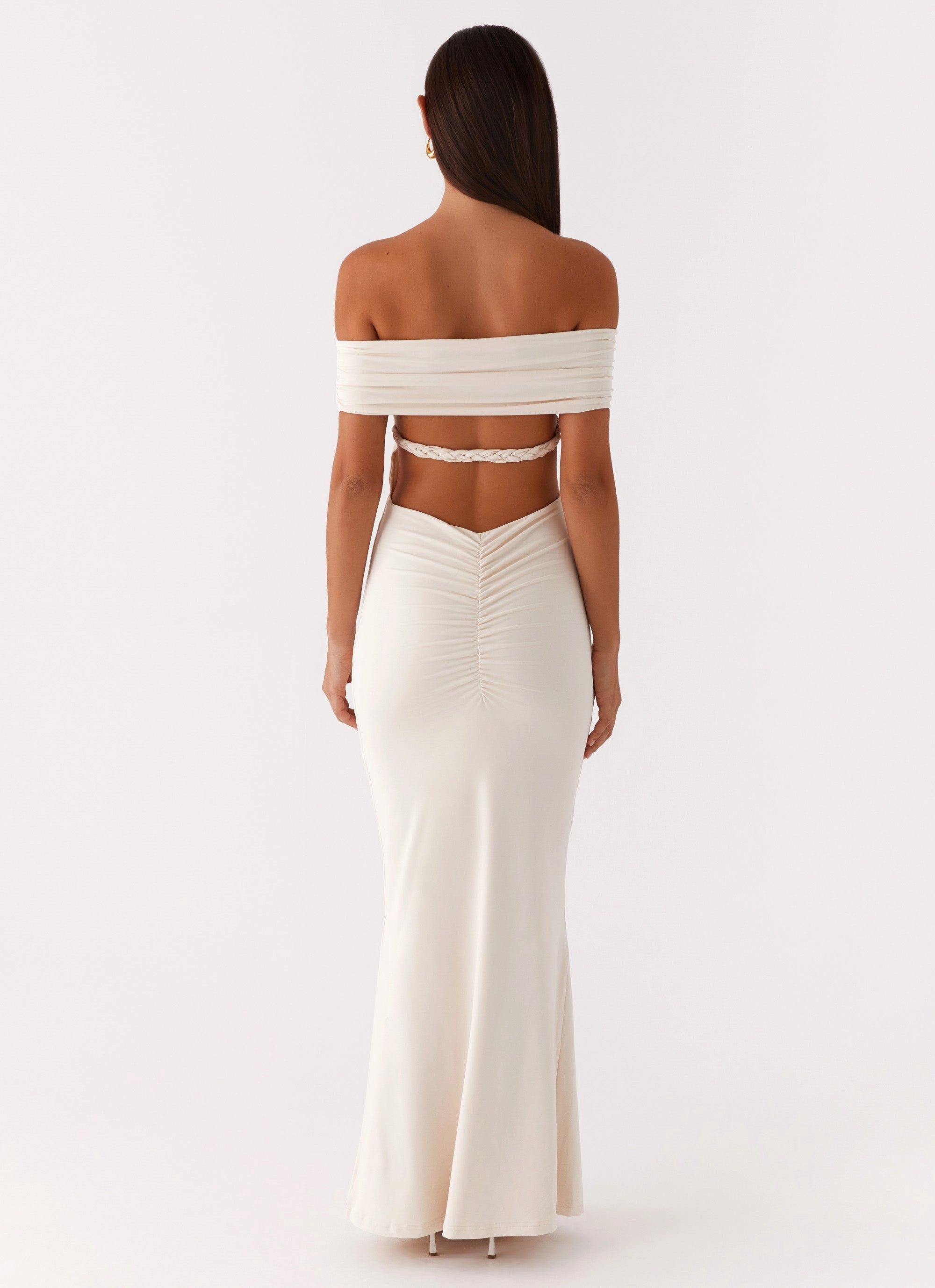 Functional-Design Warm Soft Illusion Maxi Dress - Ivory