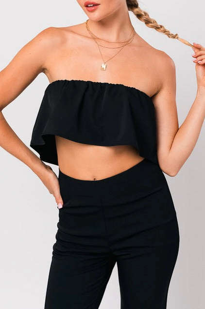 Summer Blouse Relaxed Sweatshirt Flowy Cropped Tube Top