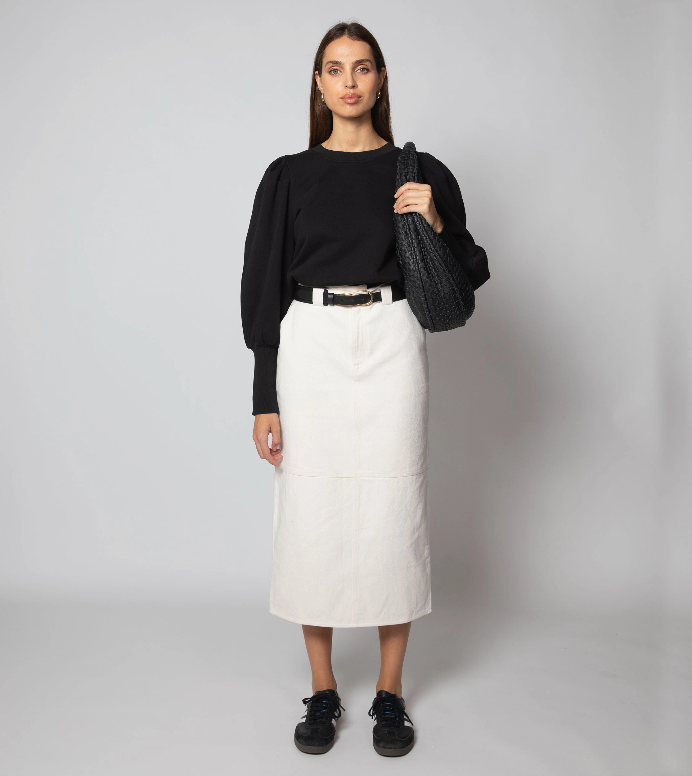 Indi Sweatshirt | Black Double Chest Pocket Compression Fit Engineering