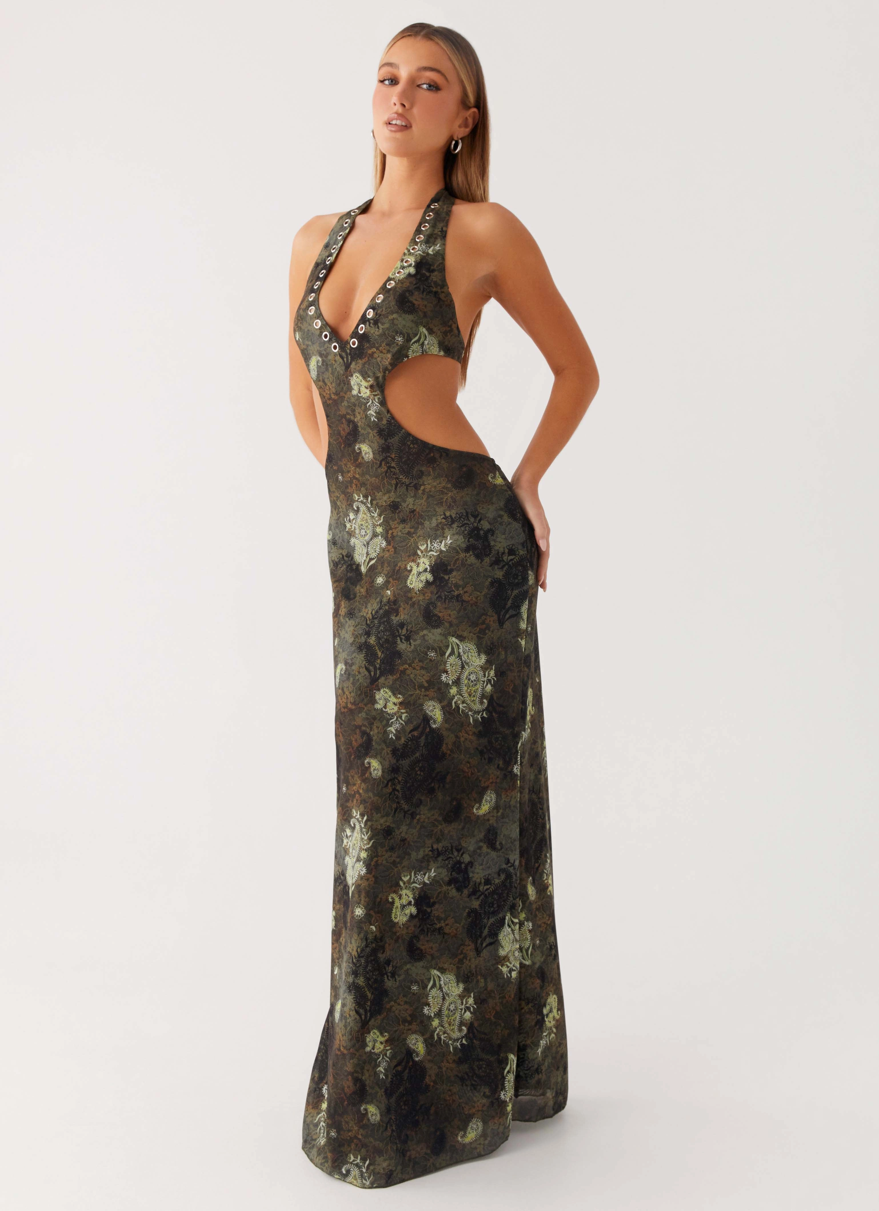 Indra Maxi Dress - Cyber Floral Fresh Stitch Wrap style