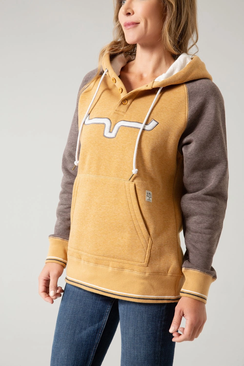 City Look Kimes Ranch Womens Amigo Mustard Cotton Blend Hoodie