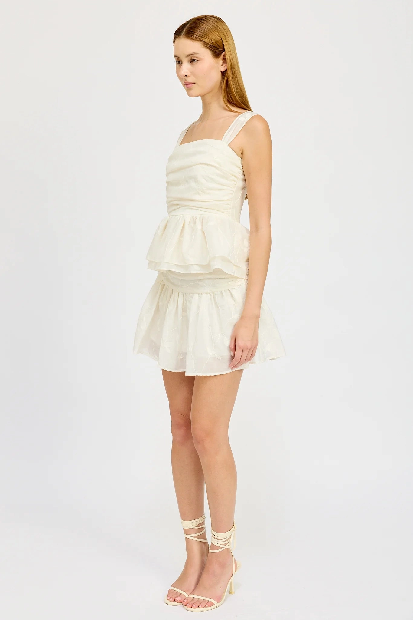 Heather Effect Finish Layered Ventilation Zones Sadie Top - Ivory