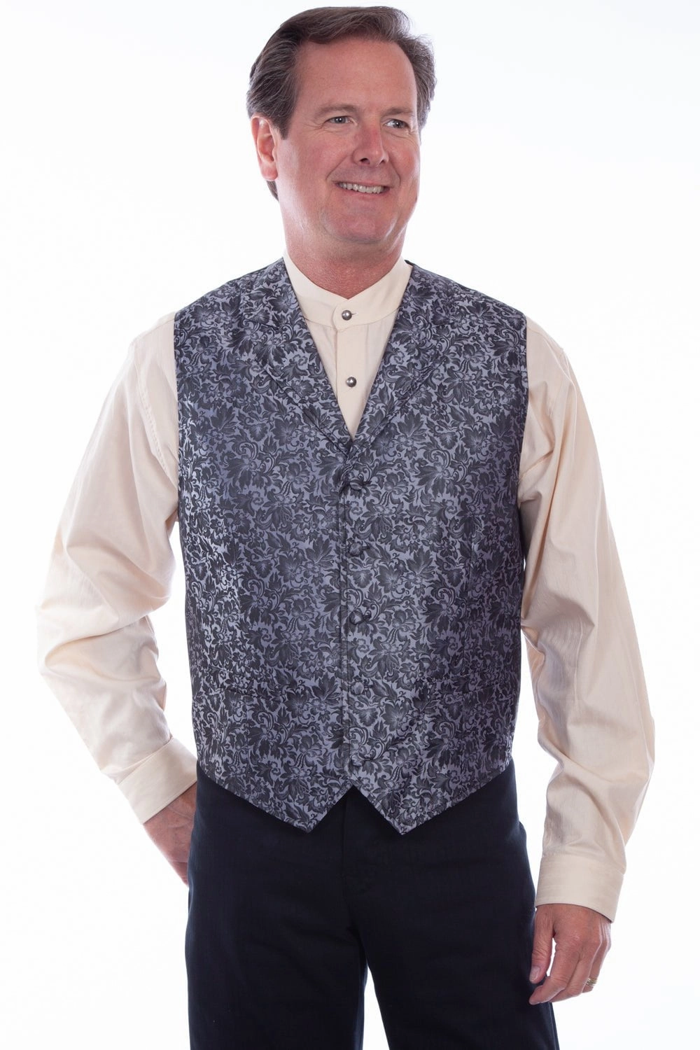 Scully Mens Pewter Polyester Distinguished Vest Reinforced Elbow Panels