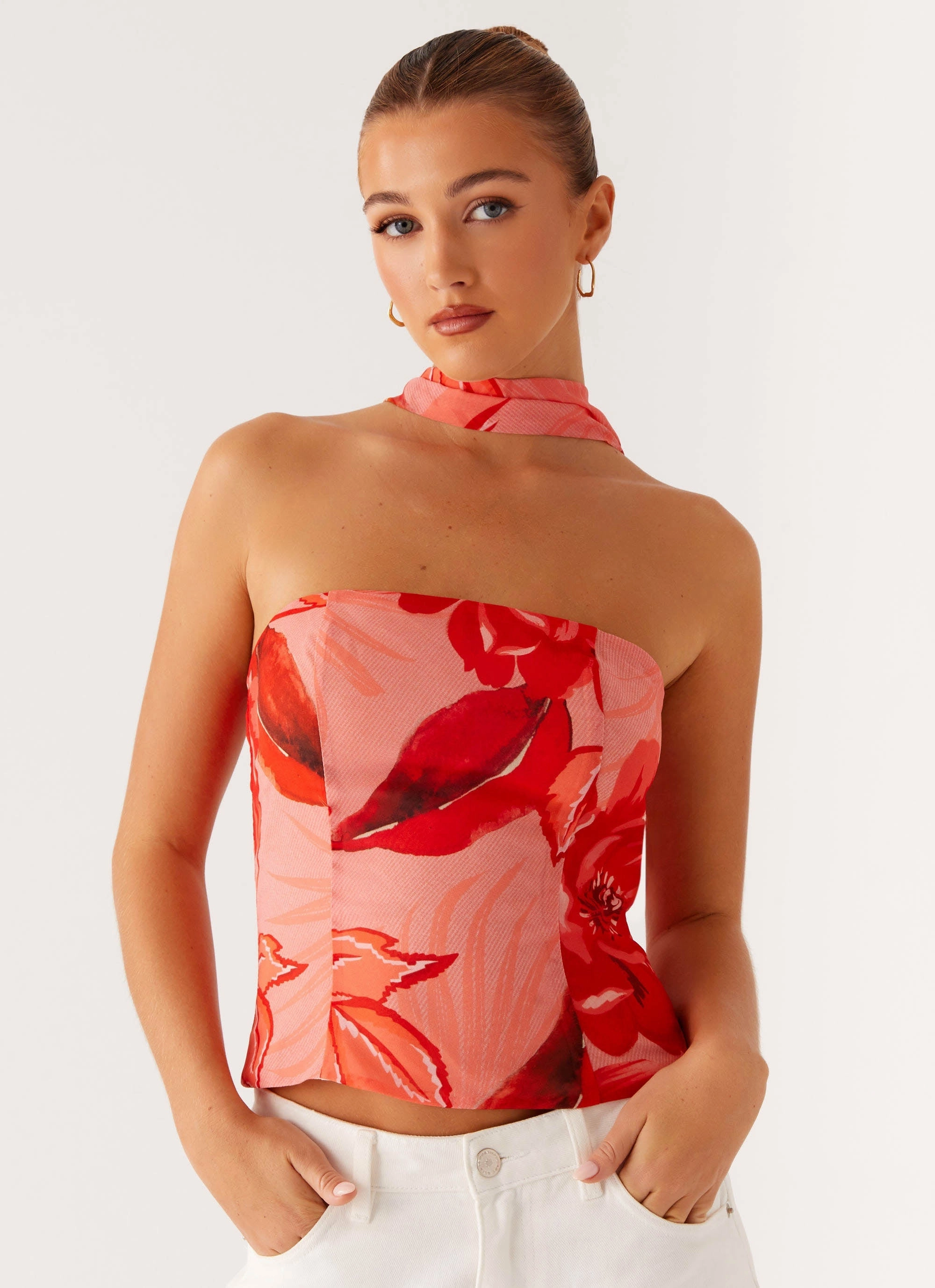 Anais Scarf Top - Sicily Sunset Print Layered Panel Construction VentilatedBack