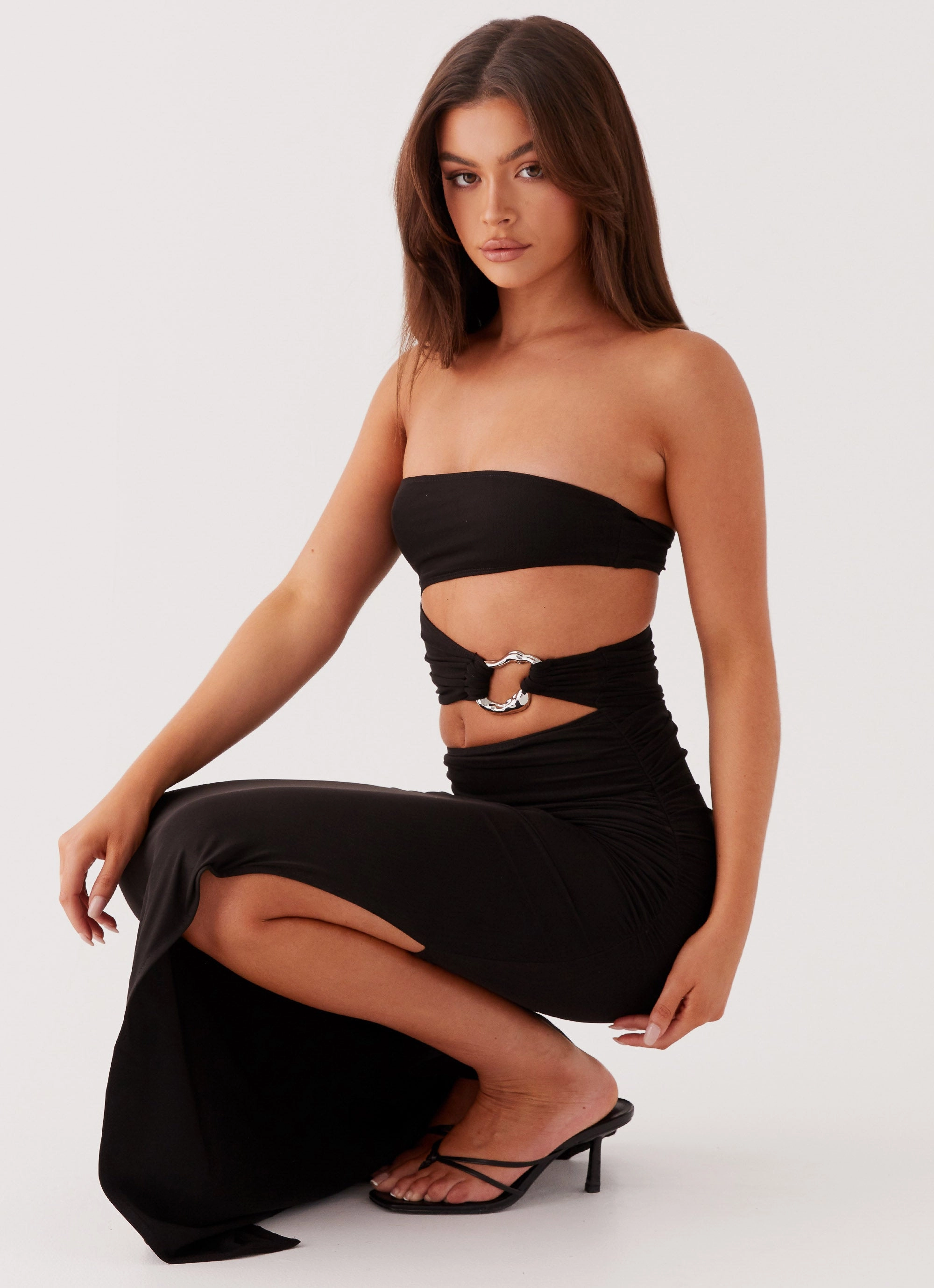 Into Pieces Mesh Maxi Dress - Black Soft Fashion