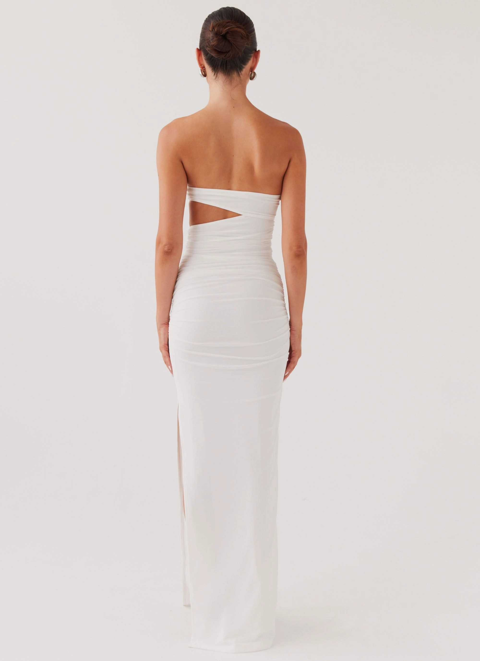 Into Pieces Mesh Maxi Dress - White Quilted Pattern