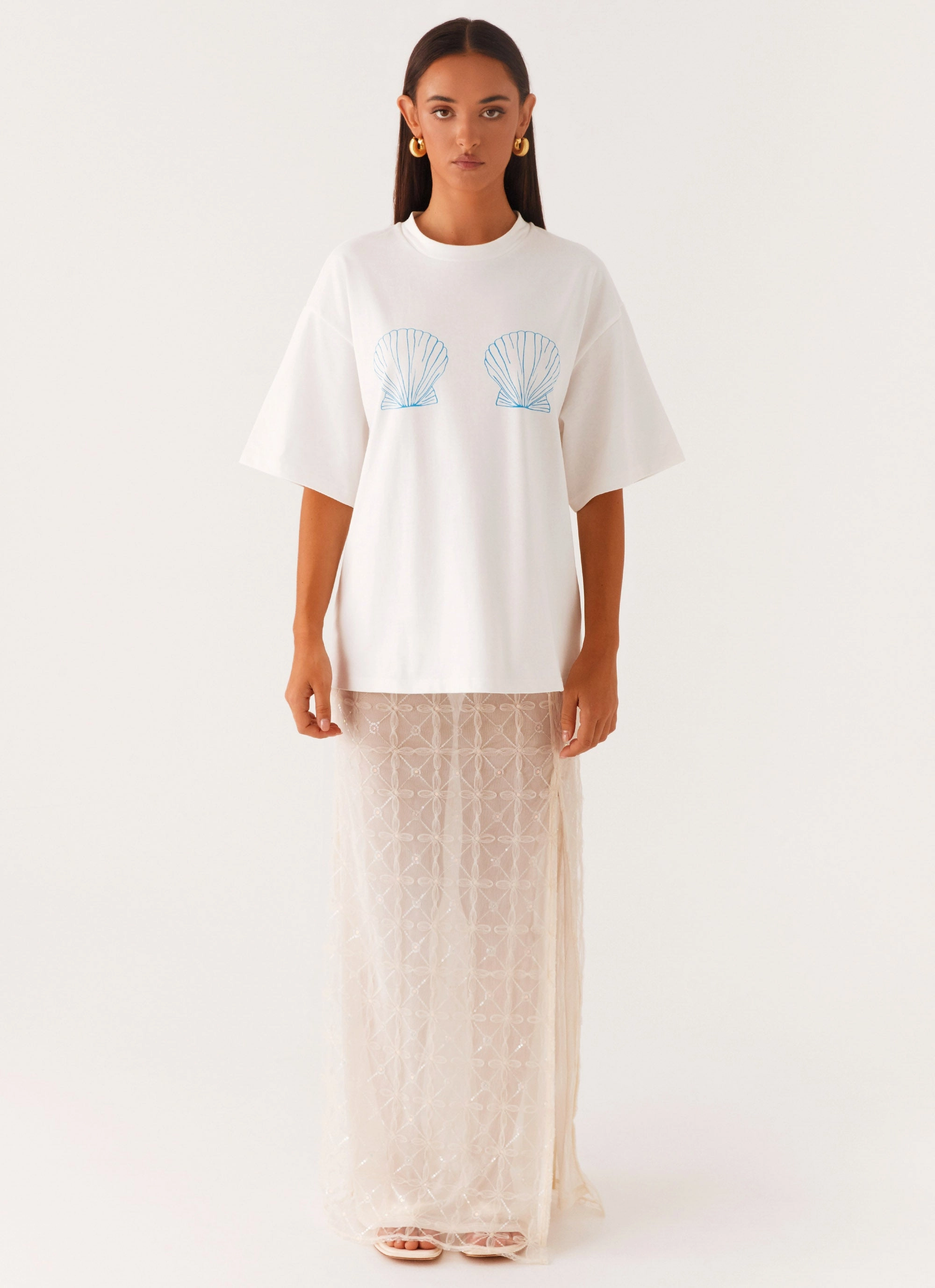 Tencel Blend Fabric Quick Dry Material Born To Have Fun Oversized Graphic Tee - Blue Shell