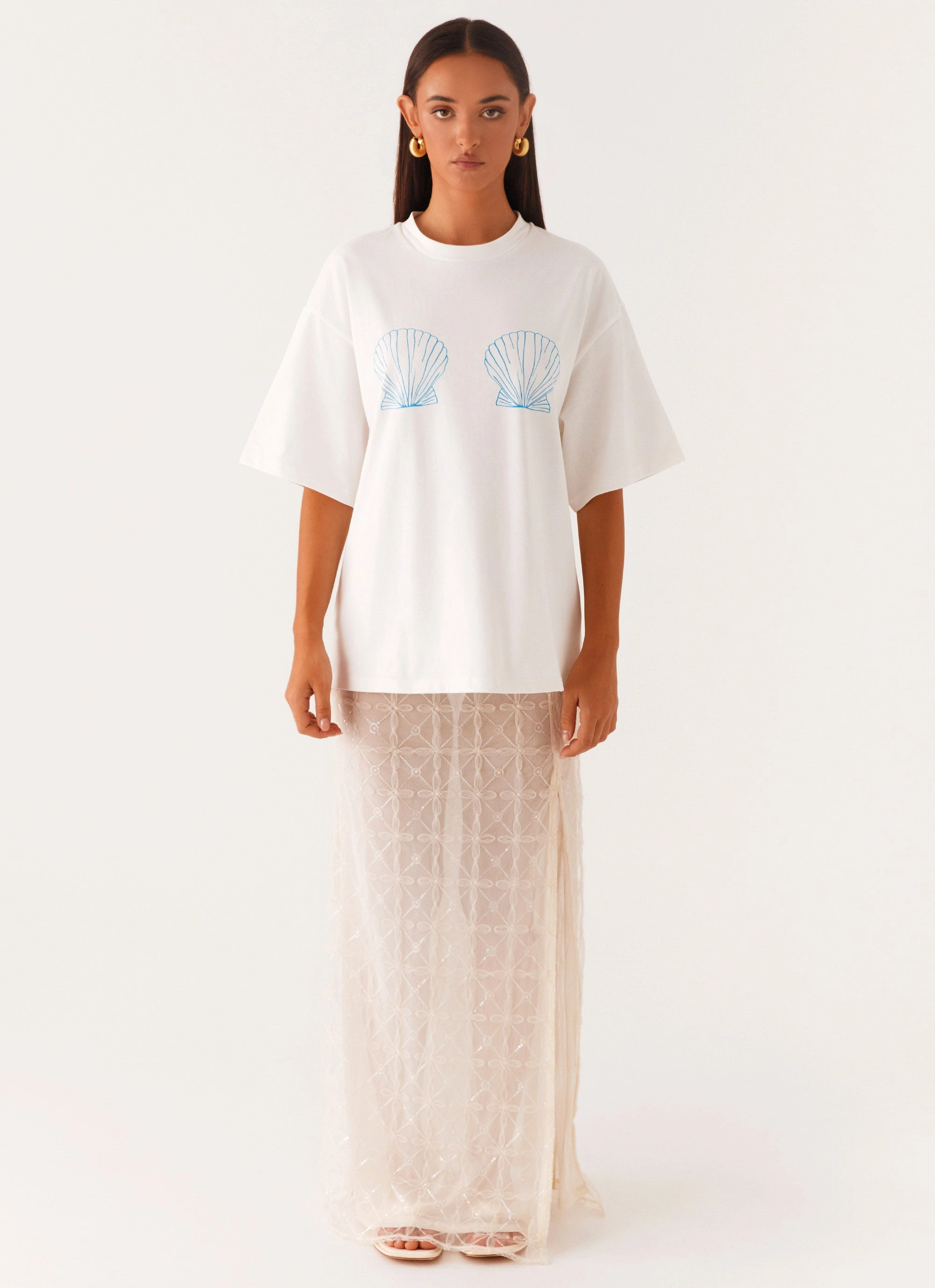 Born To Have Fun Oversized Graphic Tee - Blue Shell Sweat Absorbent Inner Layer