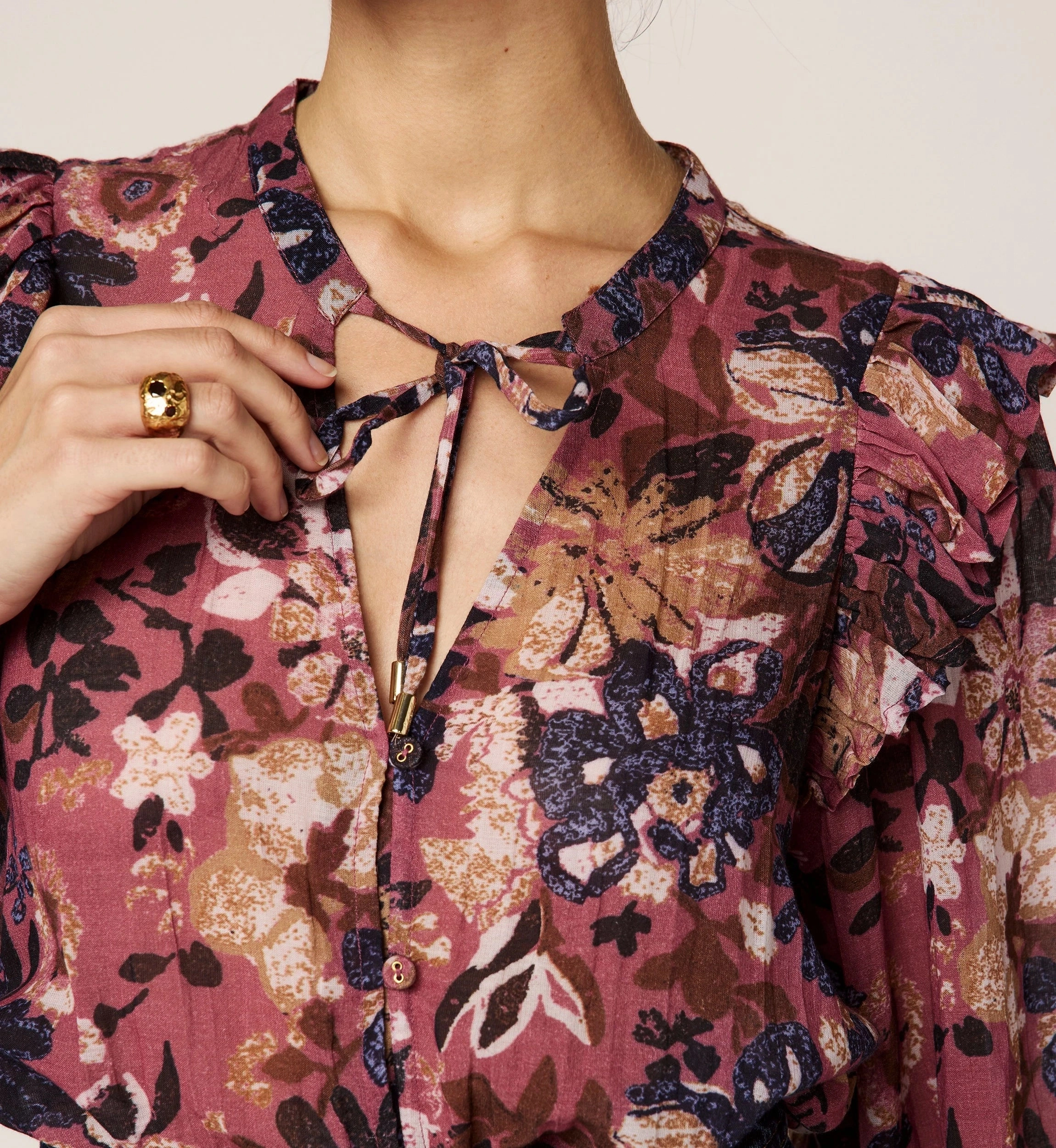 NonRestrictive Quick Release Buttons Priya Blouse | Bergamo