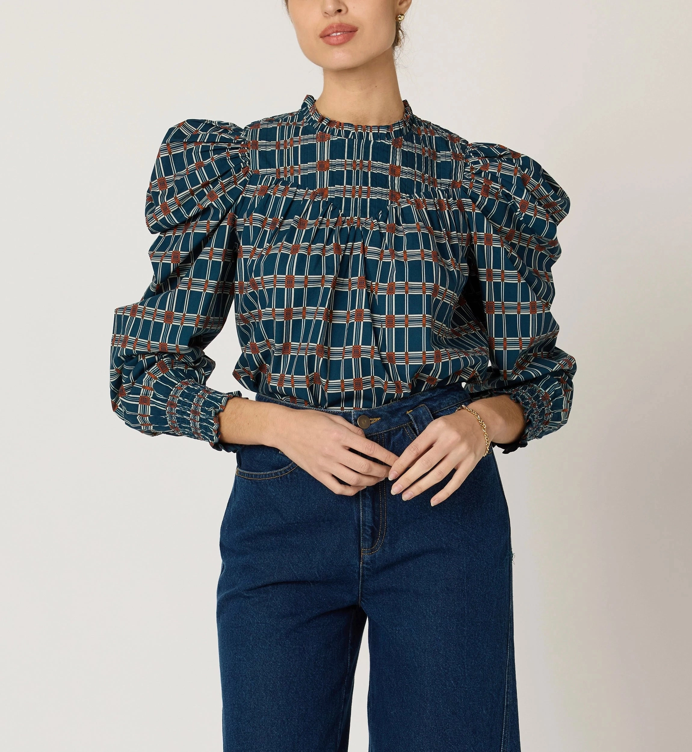 EasyCare Fabric FullCut Shoulder Irina Blouse | Santo Stripe