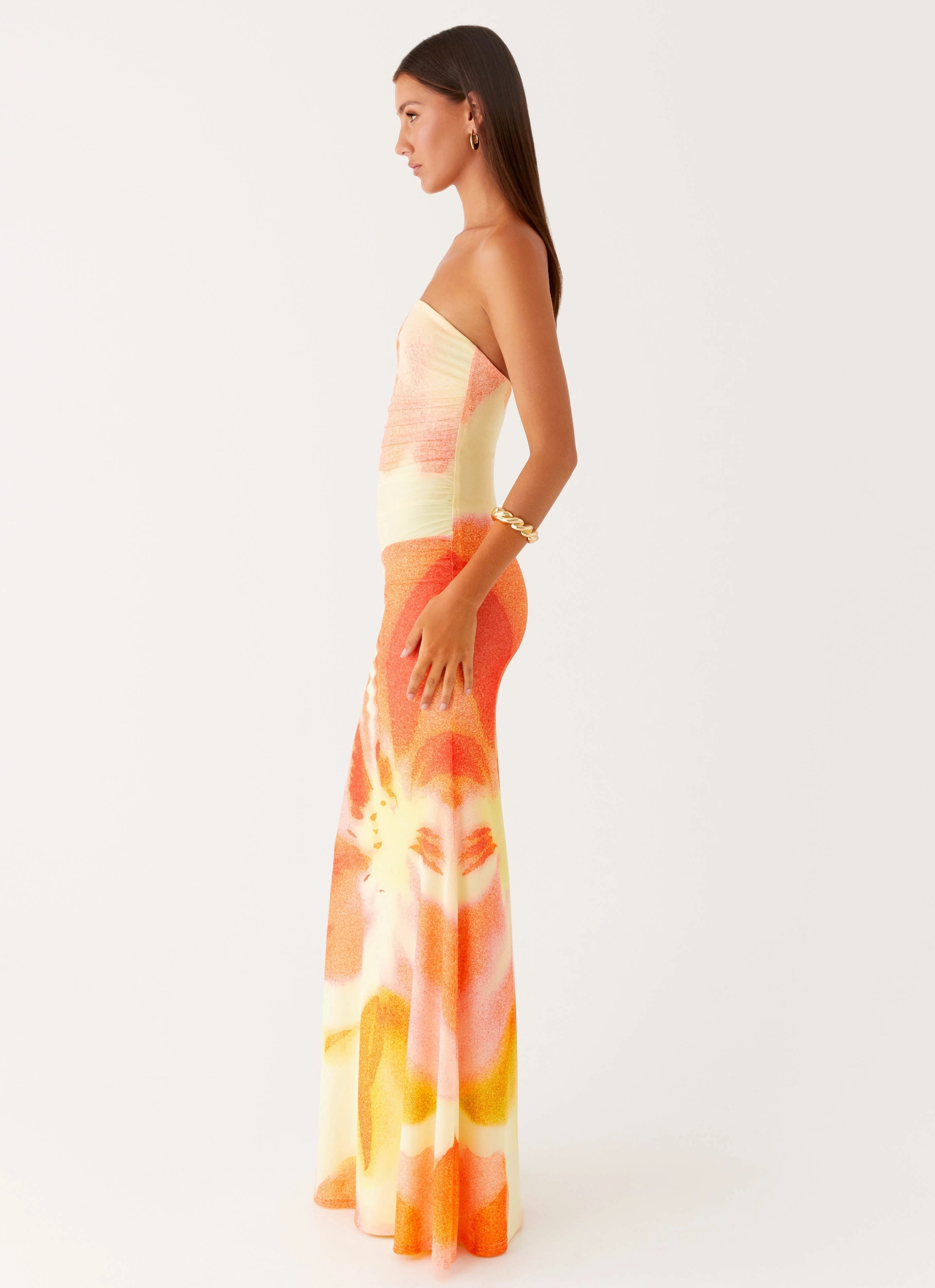 Iroha Strapless Maxi Dress - Mimosa Blossom Luxury Coat Winter Trend