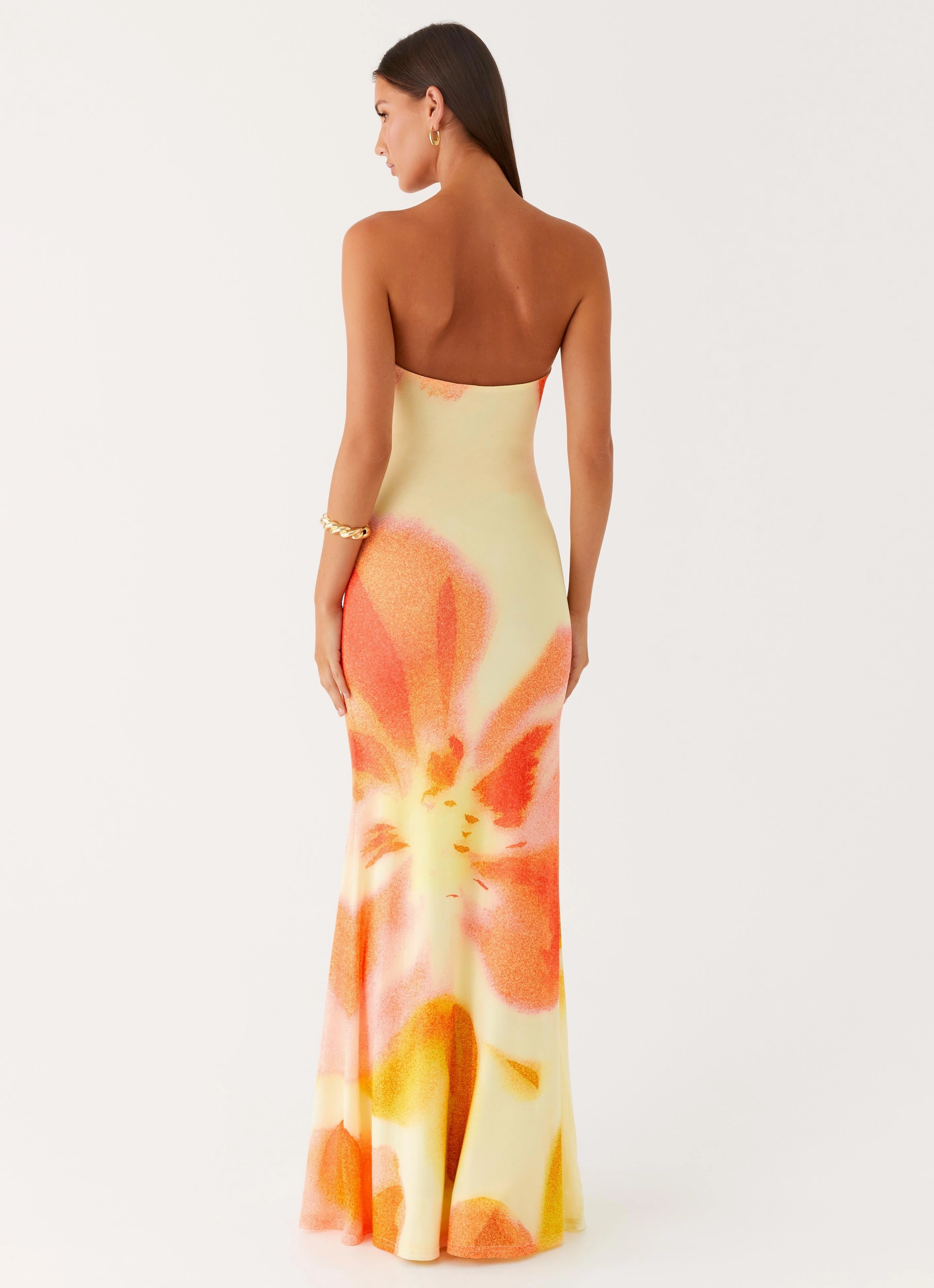 Waterproof Fabric Iroha Strapless Maxi Dress - Mimosa Blossom