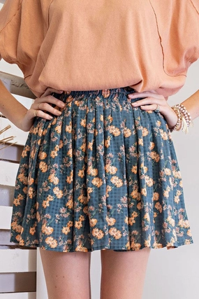 Classic Elegance Basic Layers IVY PRINTED COTTON GAUZE MINI SKIRT