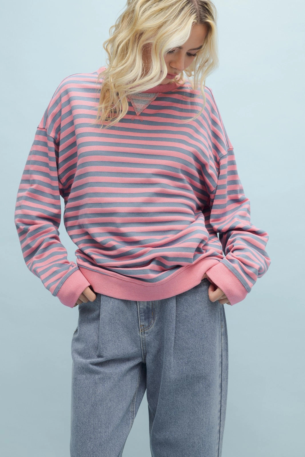 Ivy Striped Crewneck Recycled Polyester Material