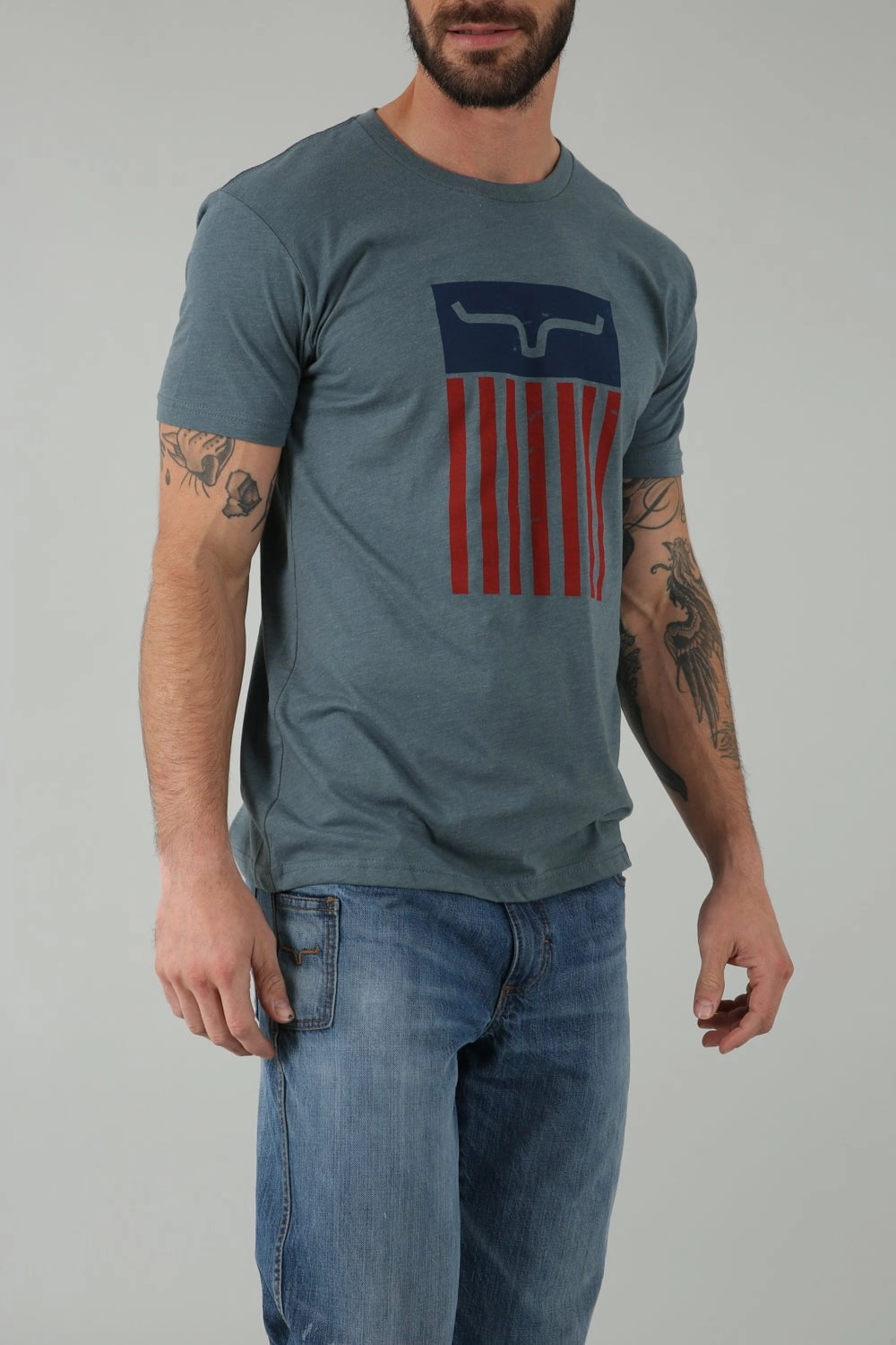 Kimes Ranch Mens Cody Tee Indigo Cotton Blend S/S T-Shirt Fashion Layer