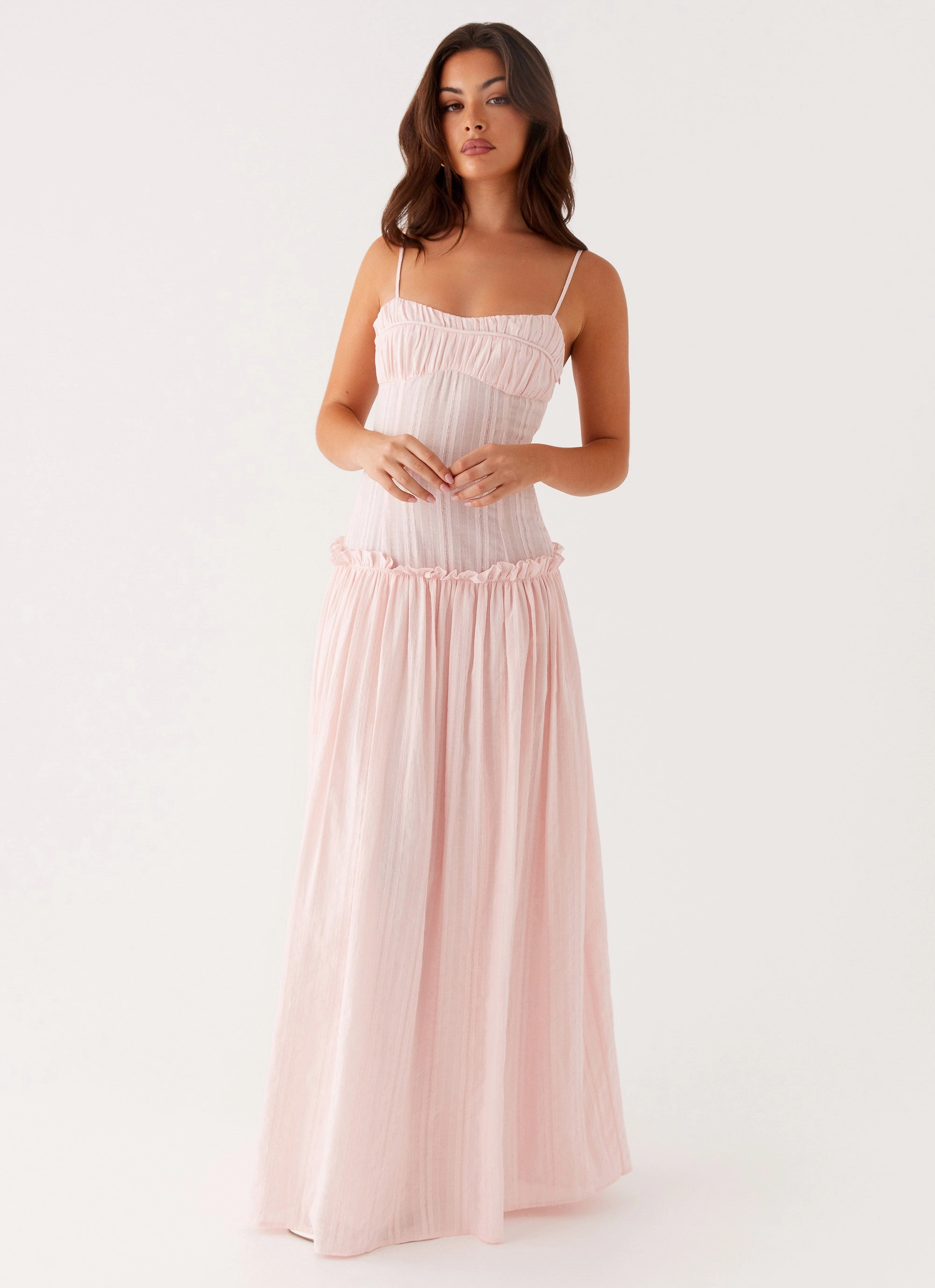 Jacinda Drop Waist Maxi Dress - Pink Cold Weather Protection Cold Weather