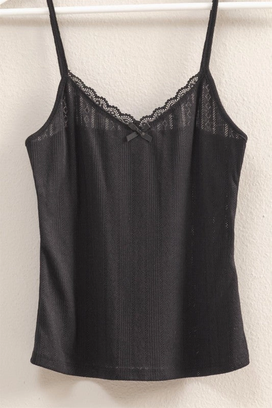 Janet Picot Trim Knit Snug Fit Cami Top Ultra Soft Handfeel