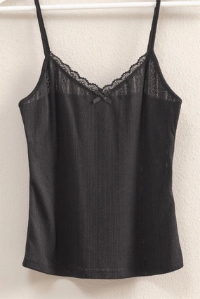 Janet Picot Trim Knit Snug Fit Cami Top Biodegradable material