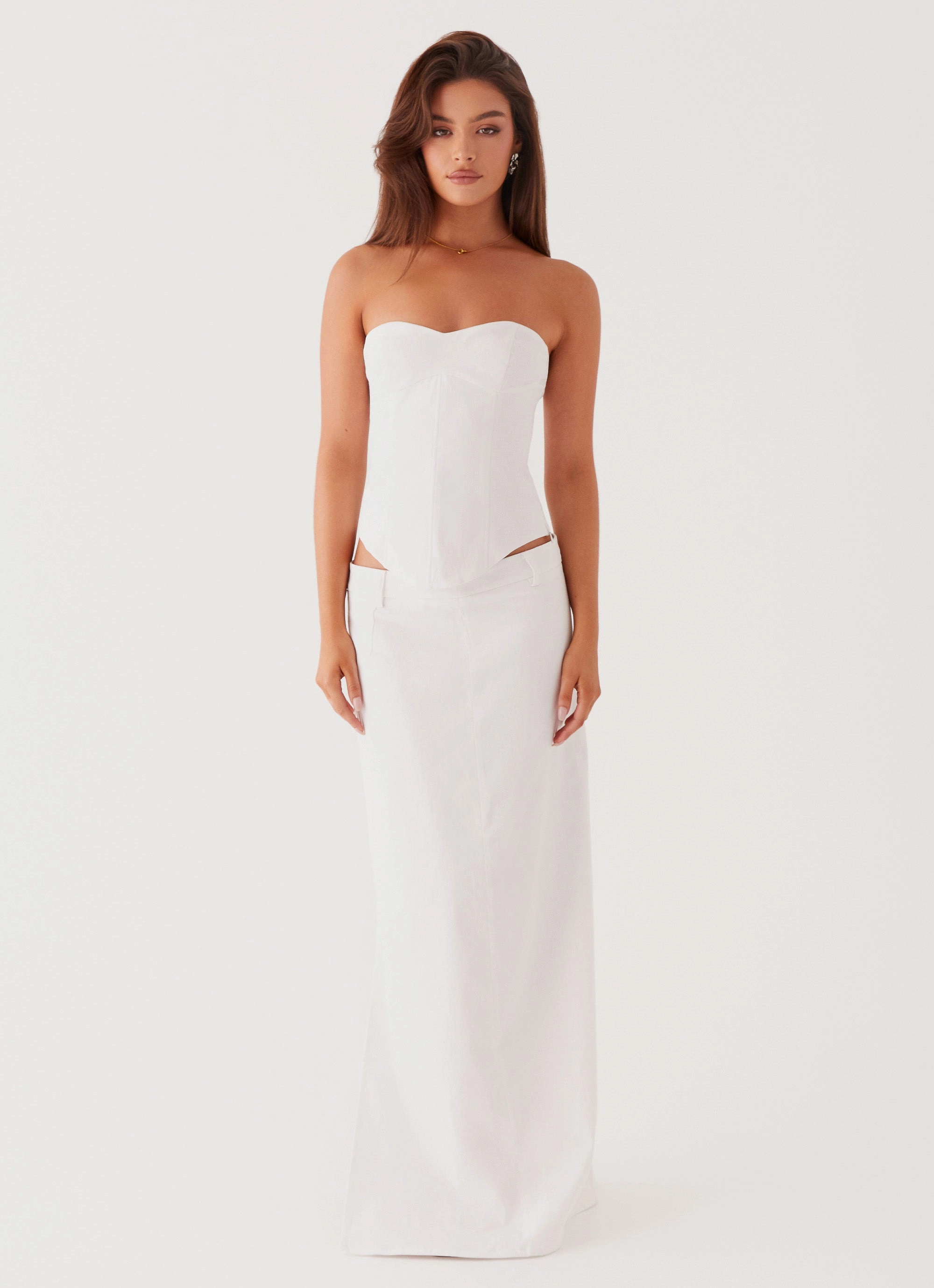 Jaslyn Maxi Skirt - White Contrast Panel Mall Brand Look
