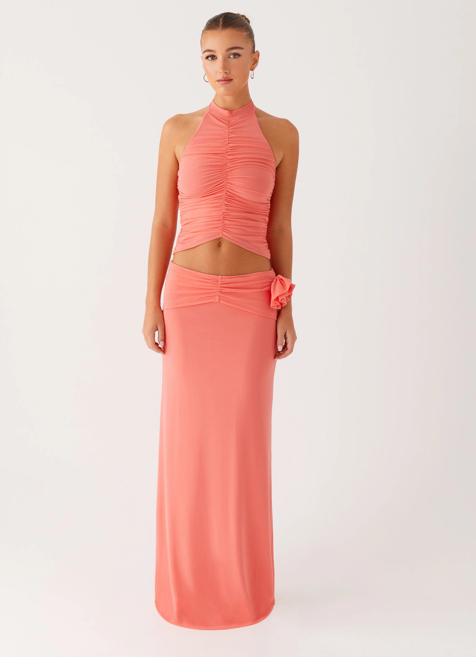 FlatlockStitching Jayce Halter Top - Salmon
