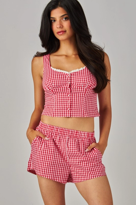 Jennie Gingham Lace Top Multipurpose Design