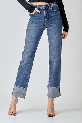 Minimal Aesthetic Functional Casual JEREMY HIGH RISE STRAIGHT CUFFED RELAXED JEANS