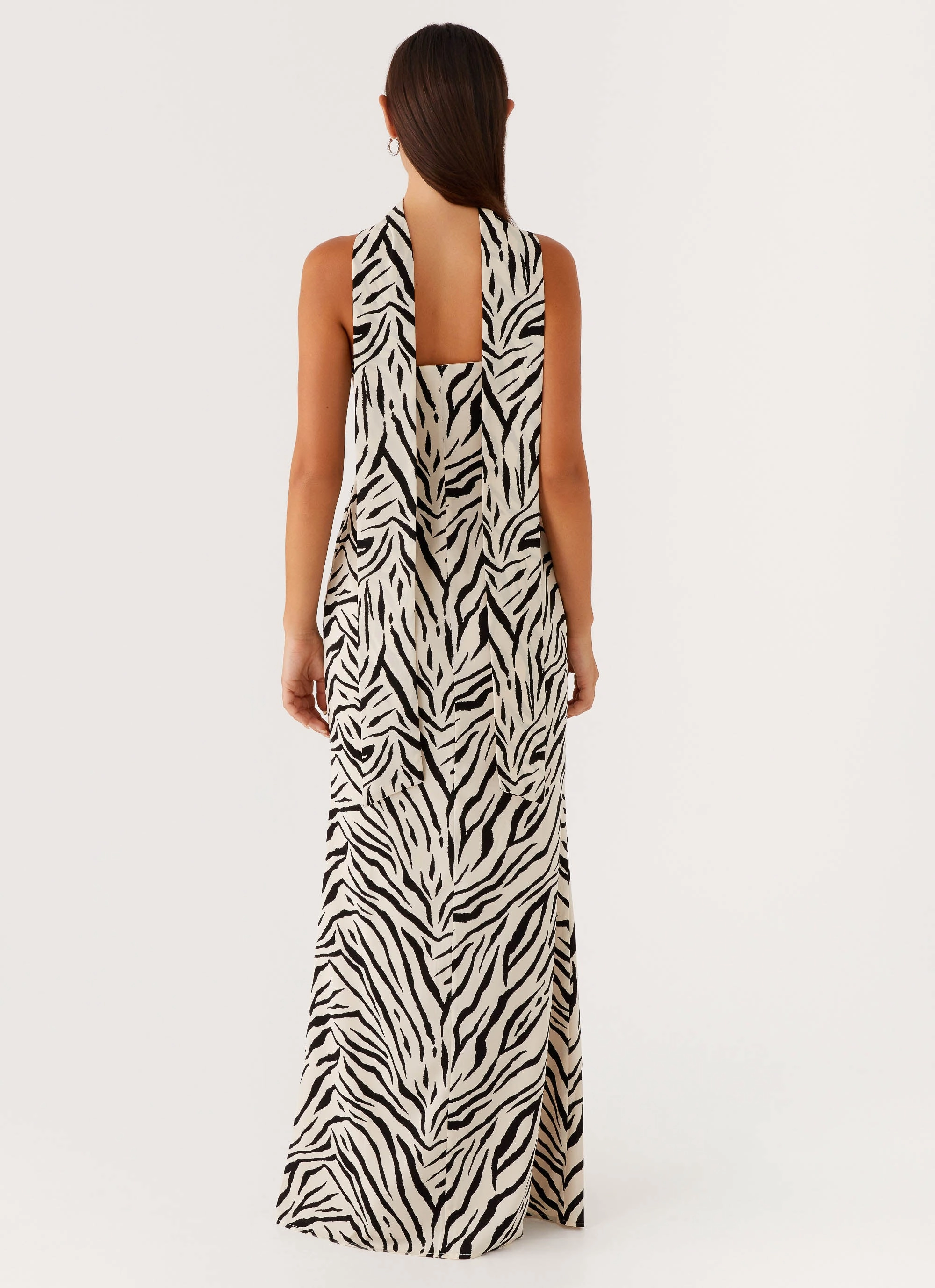 Refined Vibe Jigsaw Strapless Maxi Dress - Zebra