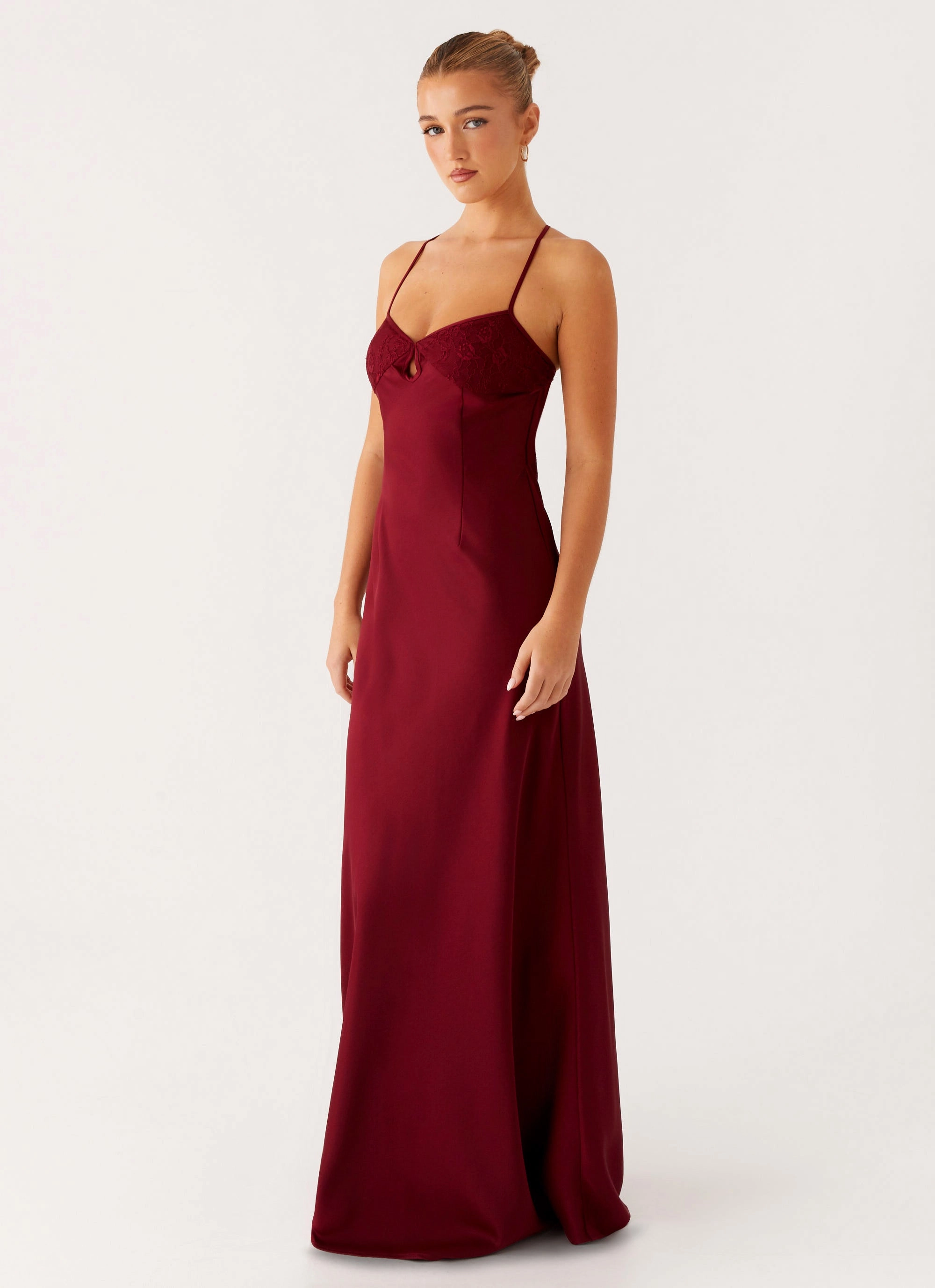 Joanie Maxi Dress - Maroon Contemporary Jacket
