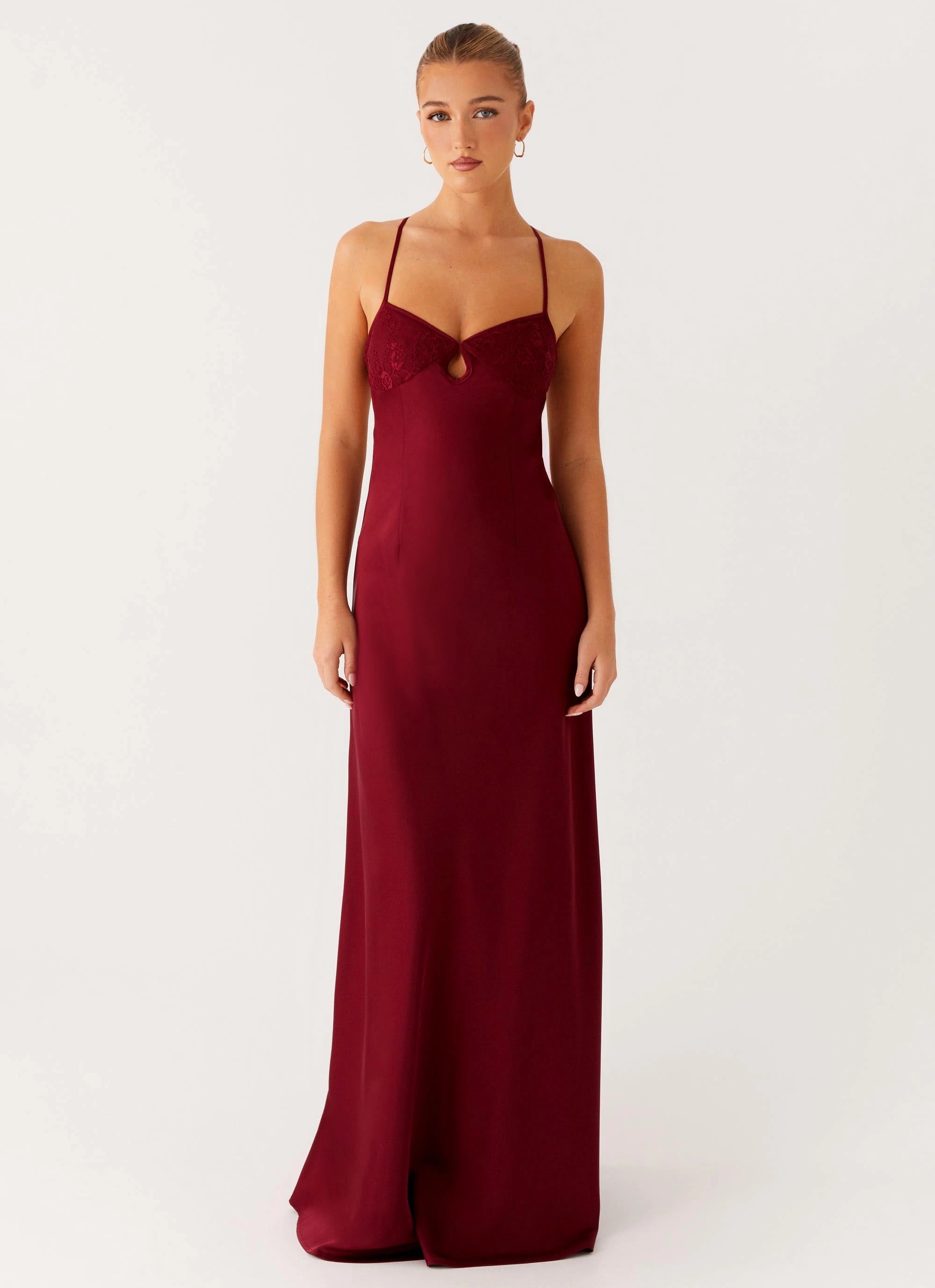 Formal Outerwear Joanie Maxi Dress - Maroon