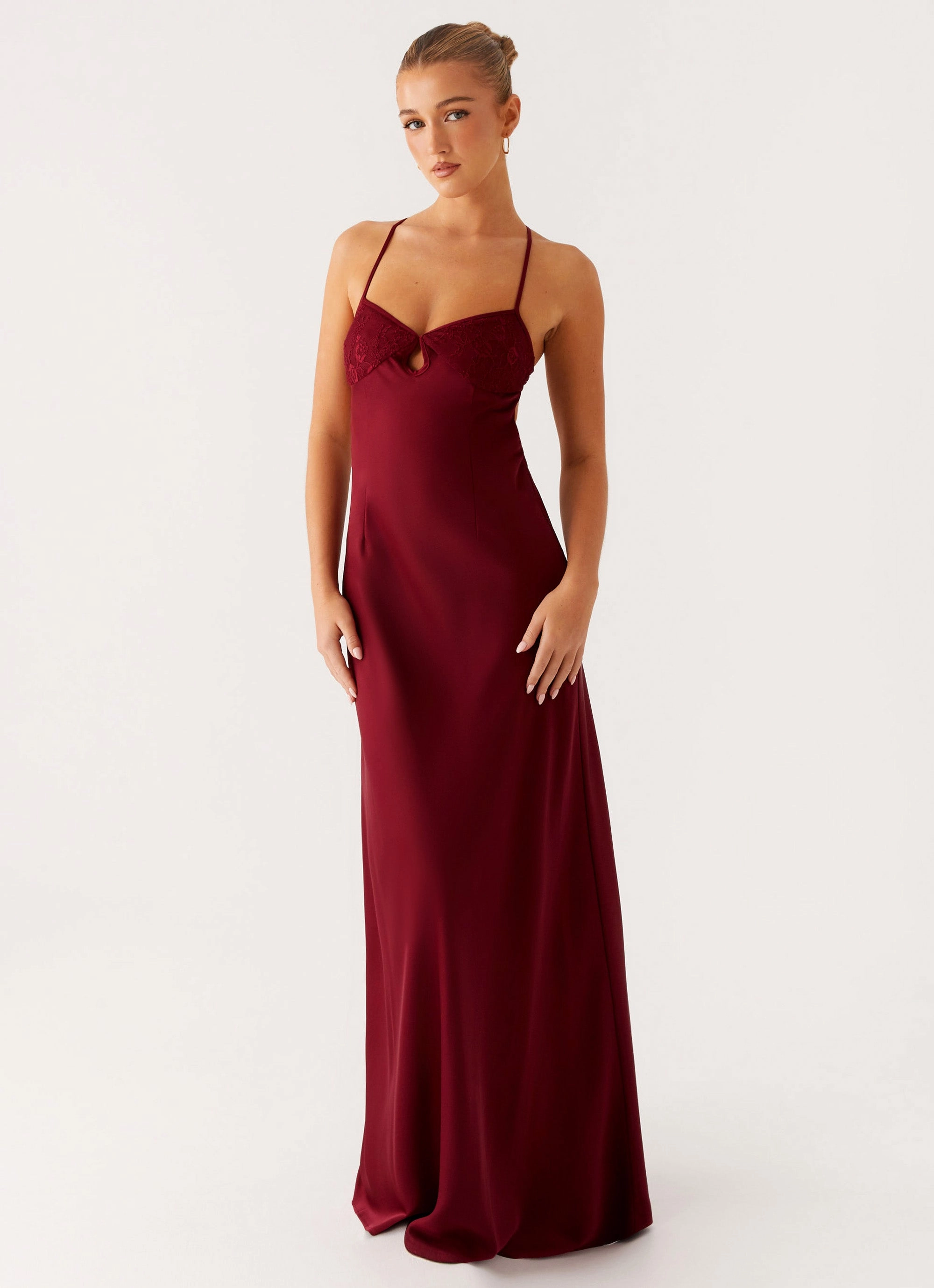 Joanie Maxi Dress - Maroon Outerwear Staple Trendy Coat