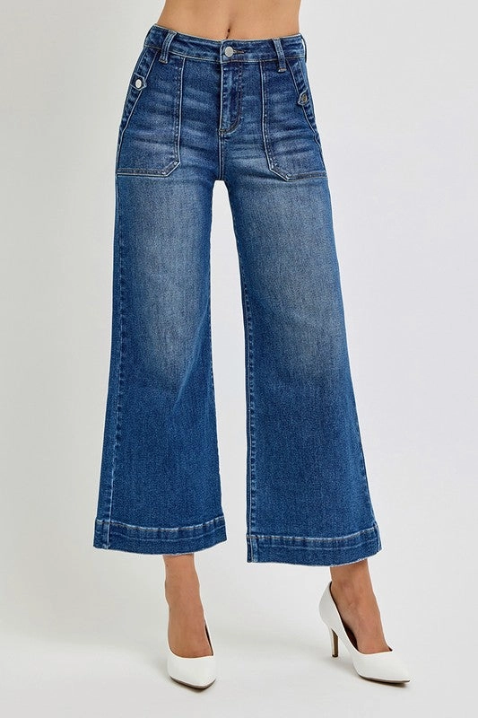 JODIE HIGH RISE ANKLE WIDE LEG PATCH FRONT POCKET JEANS Durable Hardware