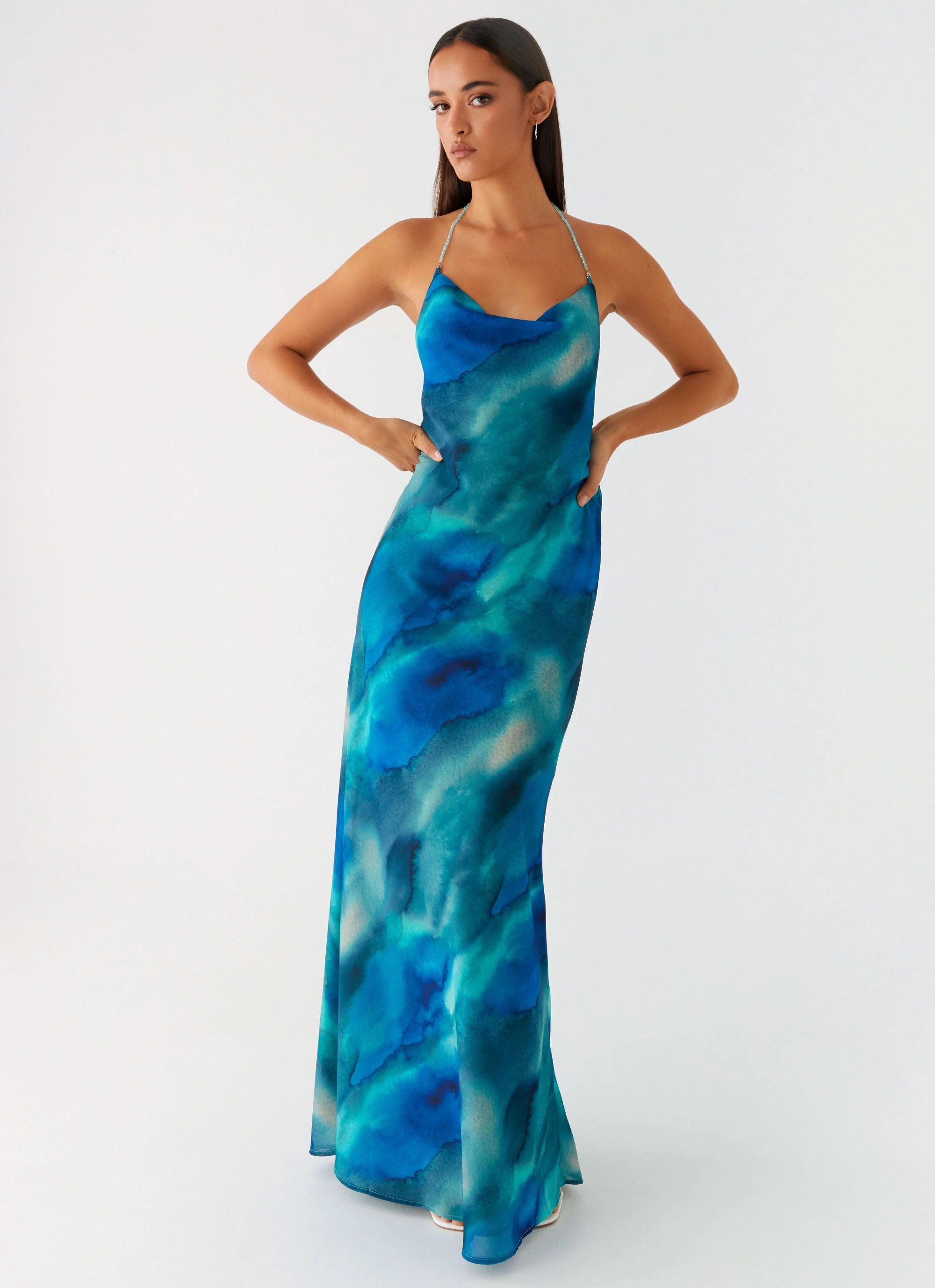 Journey Maxi Dress - Blue Tie Dye Anti-bacterial Soft Finish