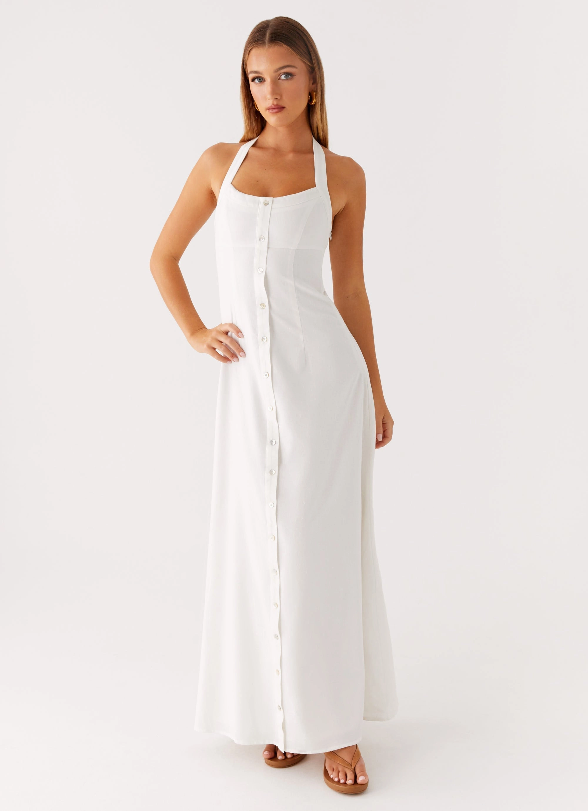 Sophisticated Edge Playful Cut Jovanni Maxi Dress - White