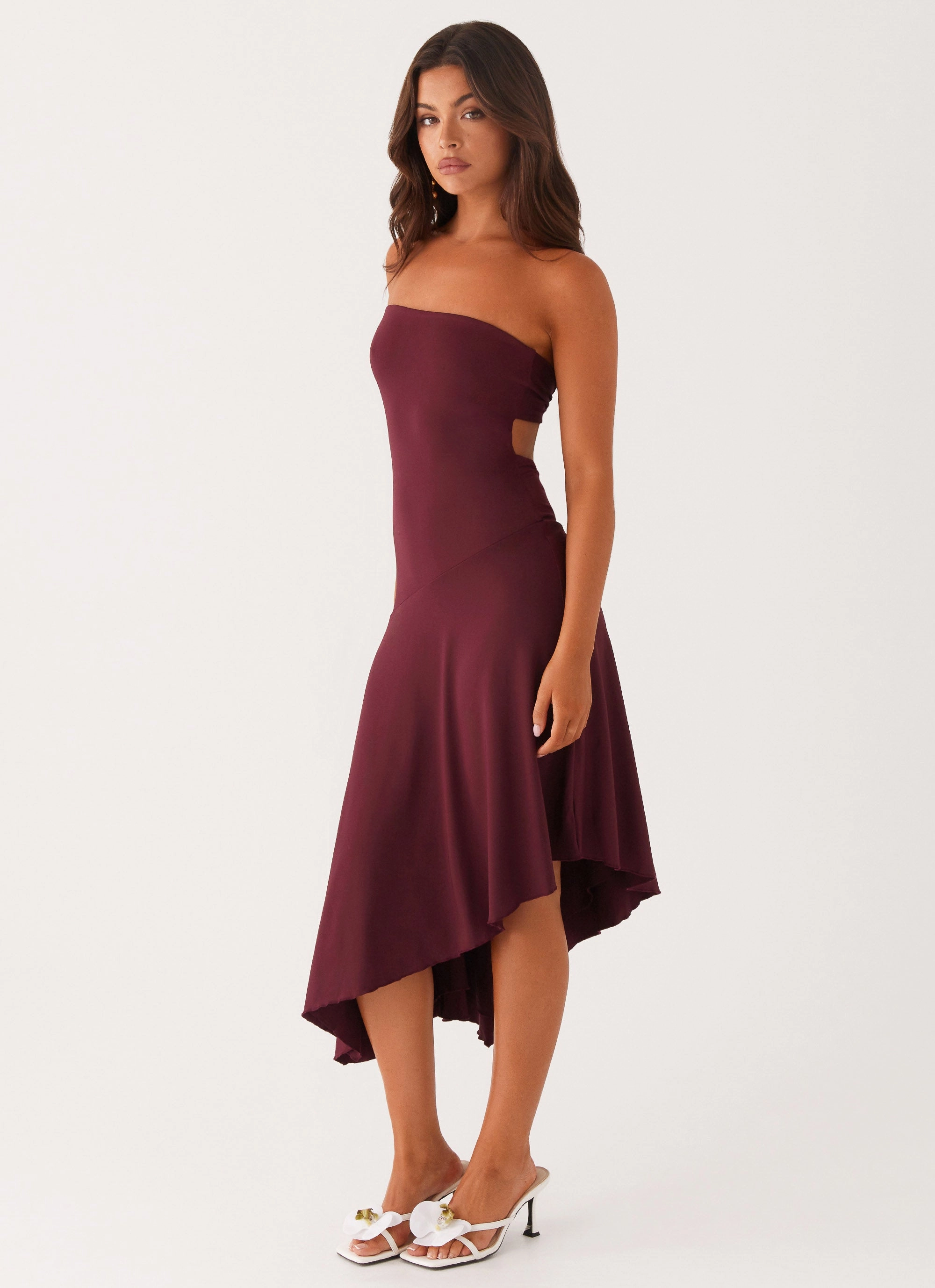 Warm Fashion Padded Layer Juliana Midi Dress - Mulberry
