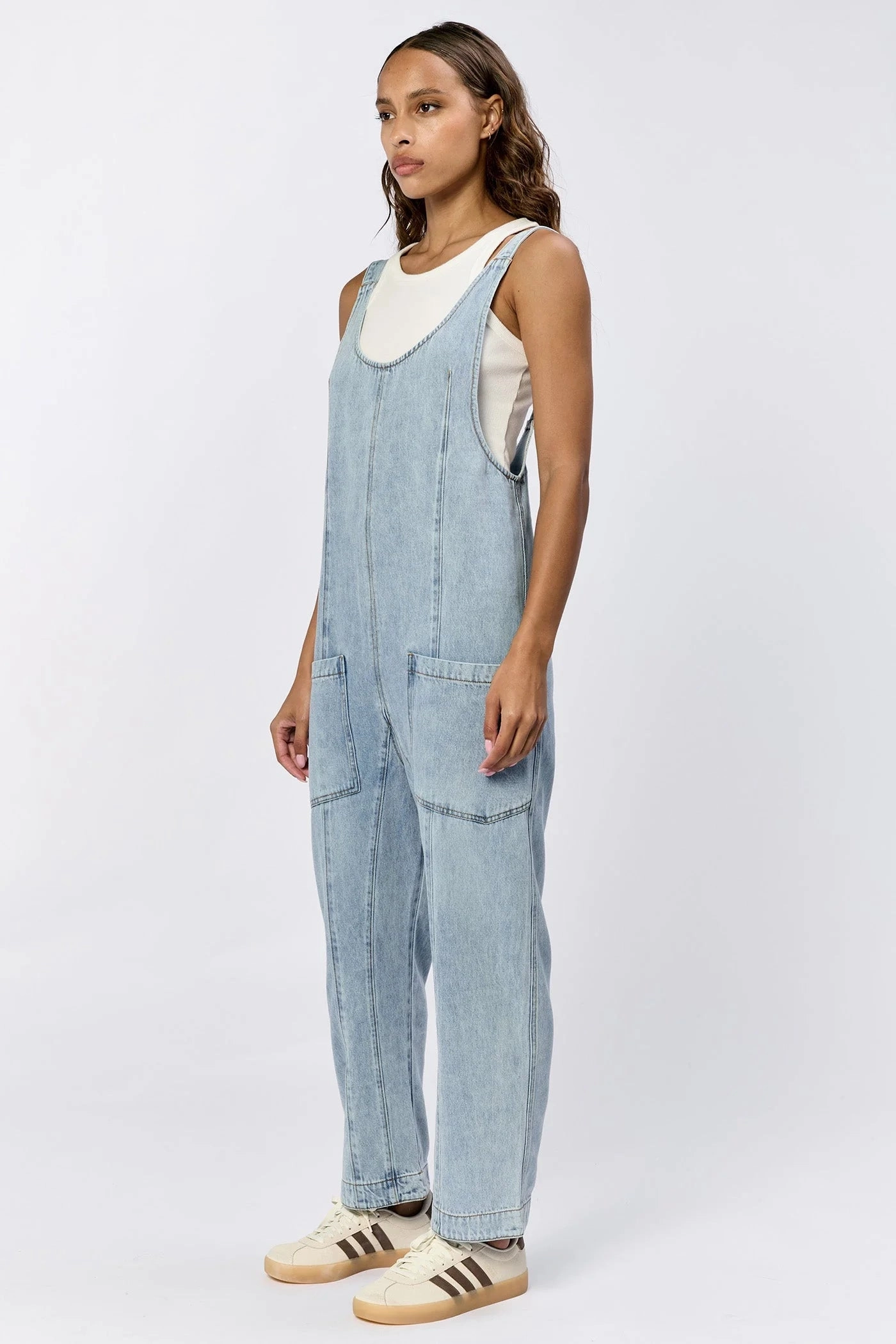 Julie Denim Jumpsuit Warm Outfit