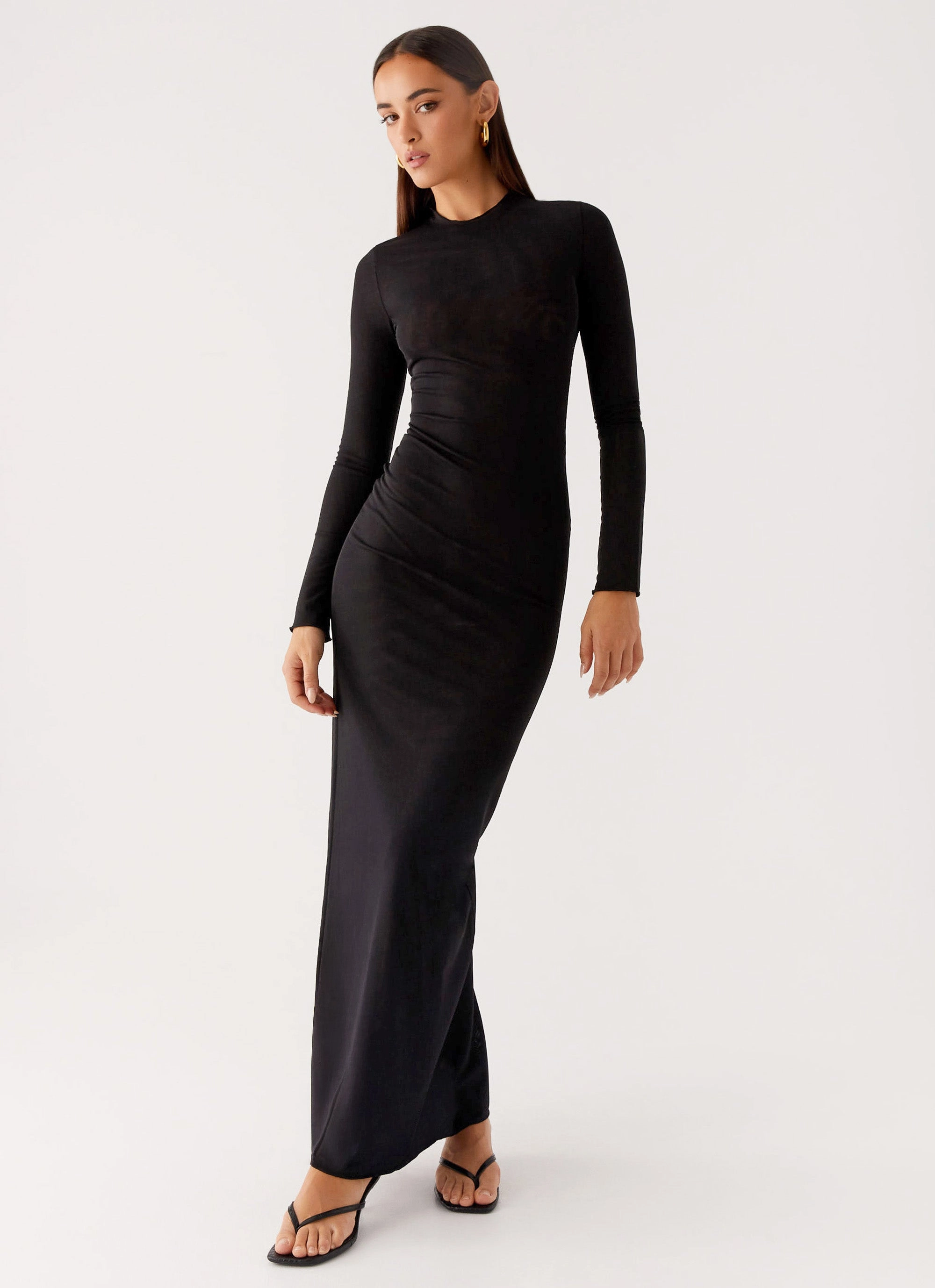 Color Soft Dressy Yet Comfortable Kamora Maxi Dress - Black