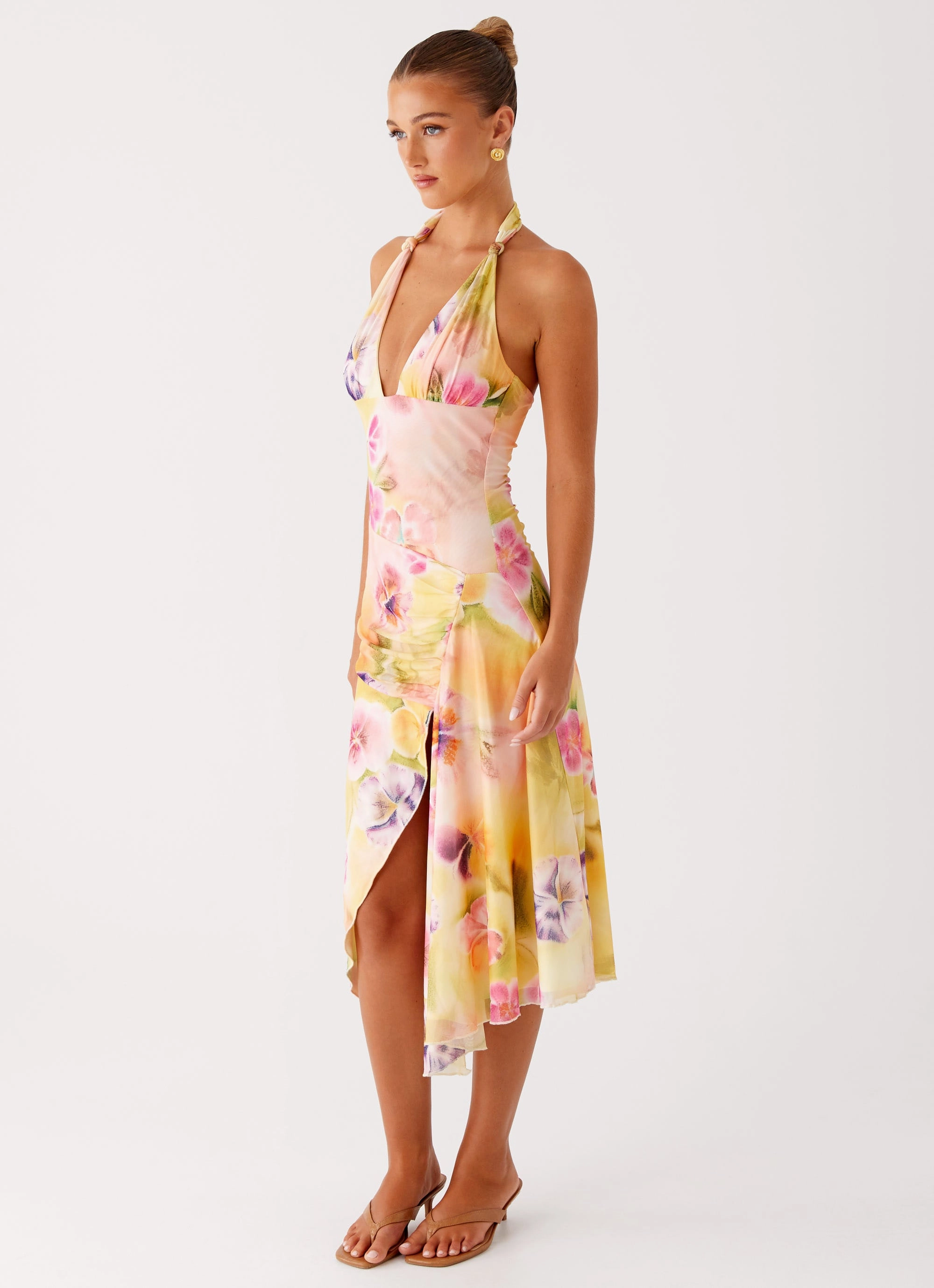 Kayce Midi Dress - Sunburst Floral Sleek Jacket Sporty Casual
