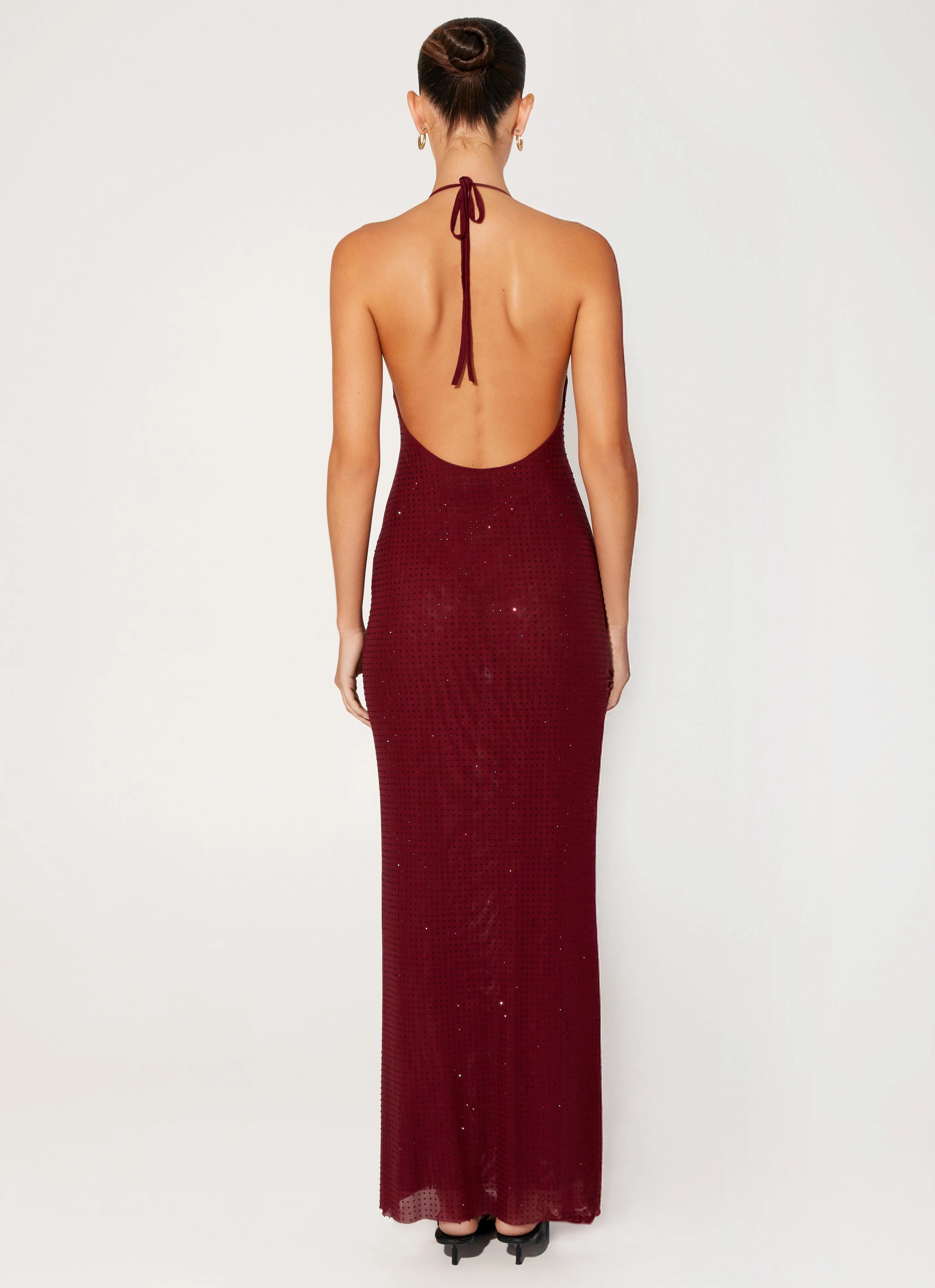 Classic Outerwear Keliese Beaded Maxi Dress - Burgundy
