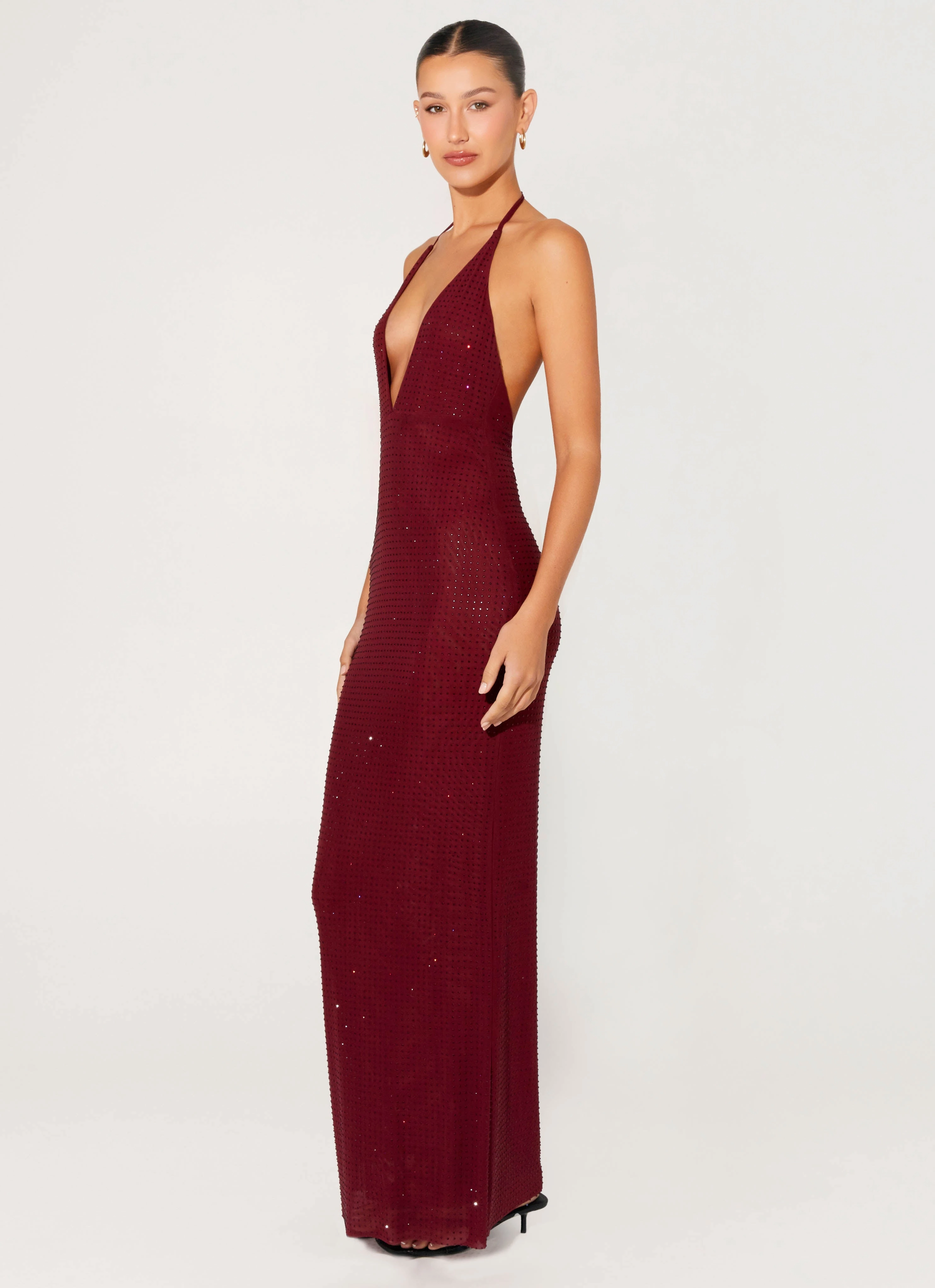 Soft Outerwear Keliese Beaded Maxi Dress - Burgundy