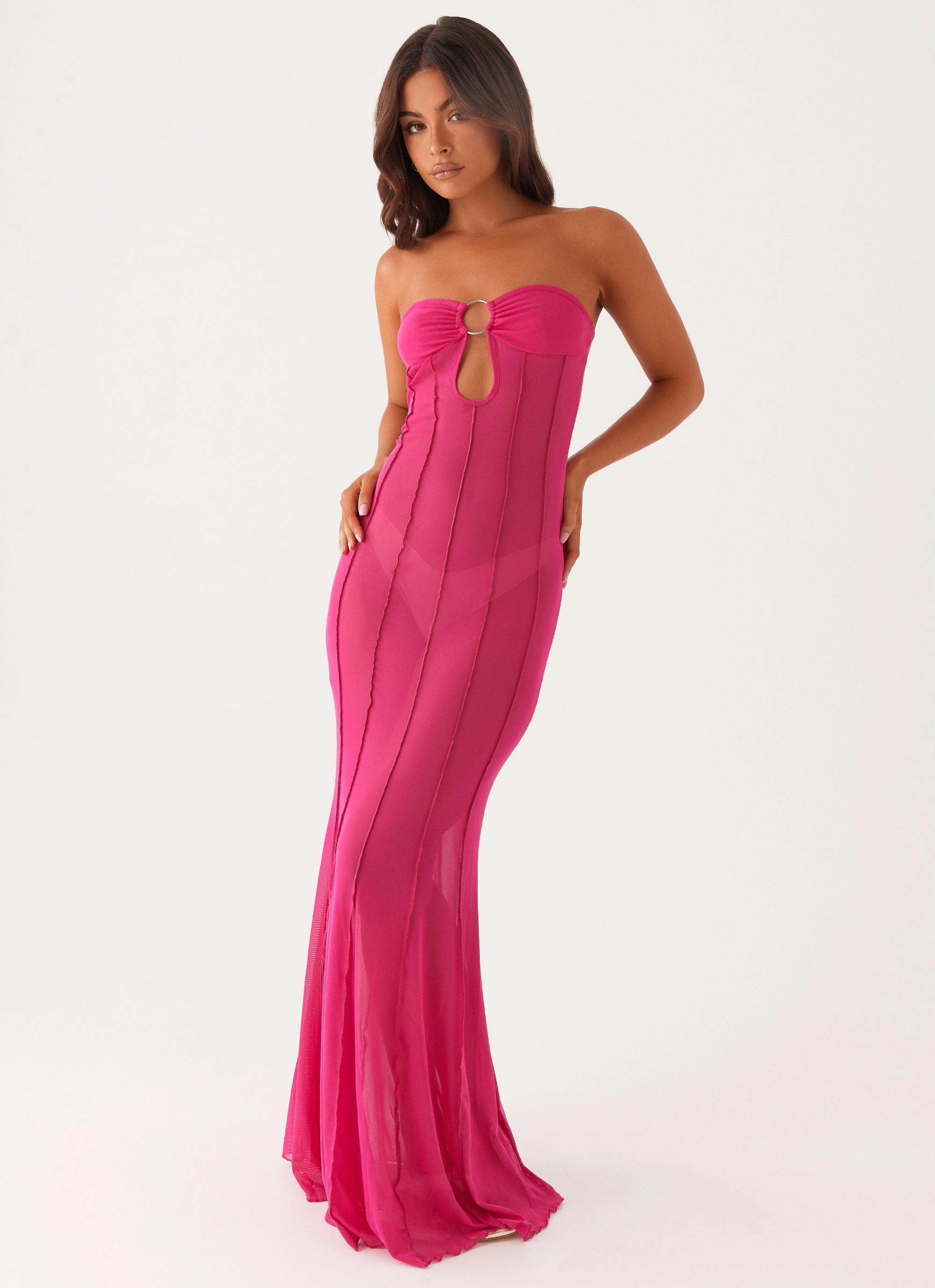 Kennedy Maxi Dress - Fuchsia Packable Coat Formal Jacket