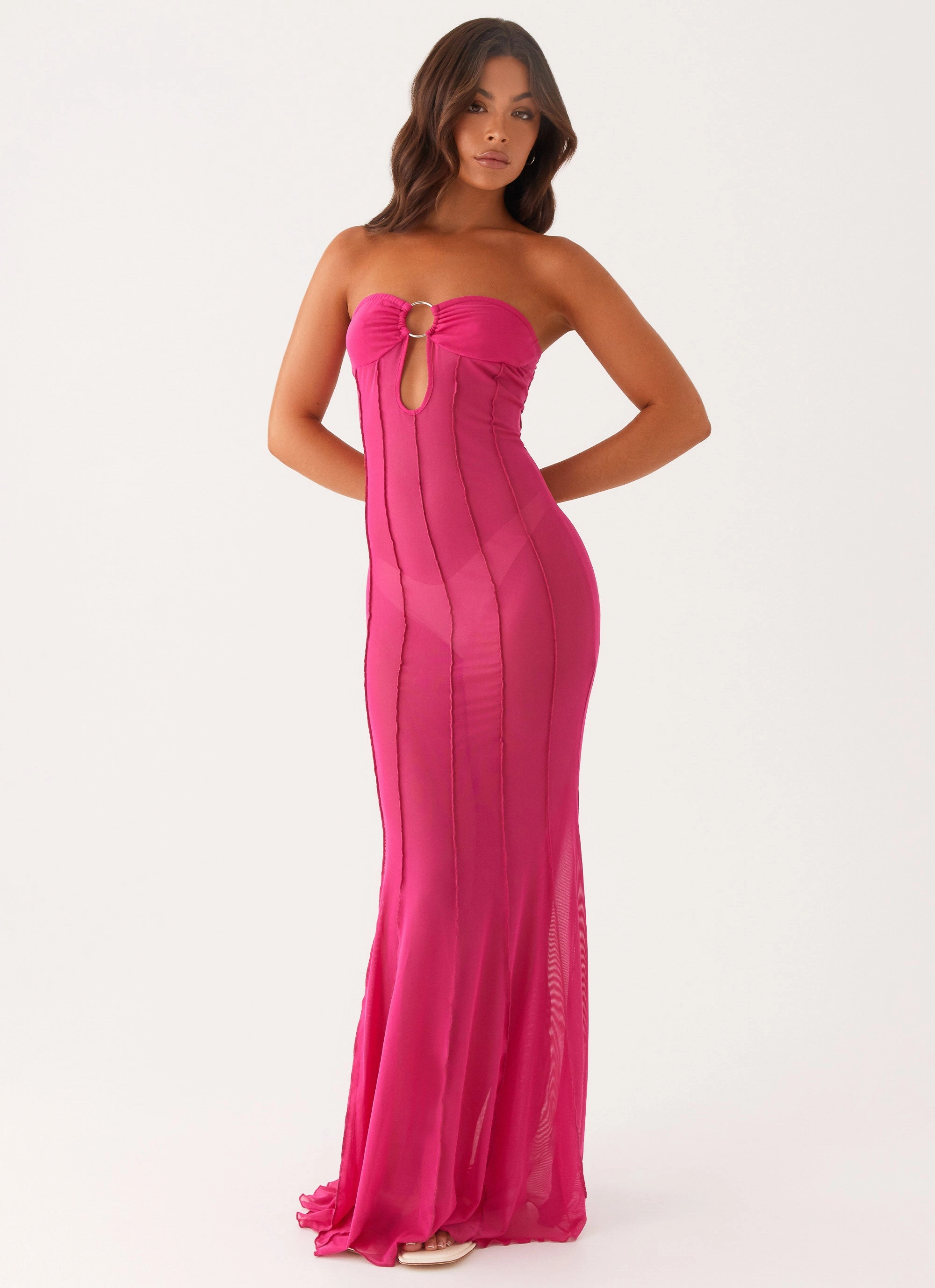 retro-style PlushLining Kennedy Maxi Dress - Fuchsia