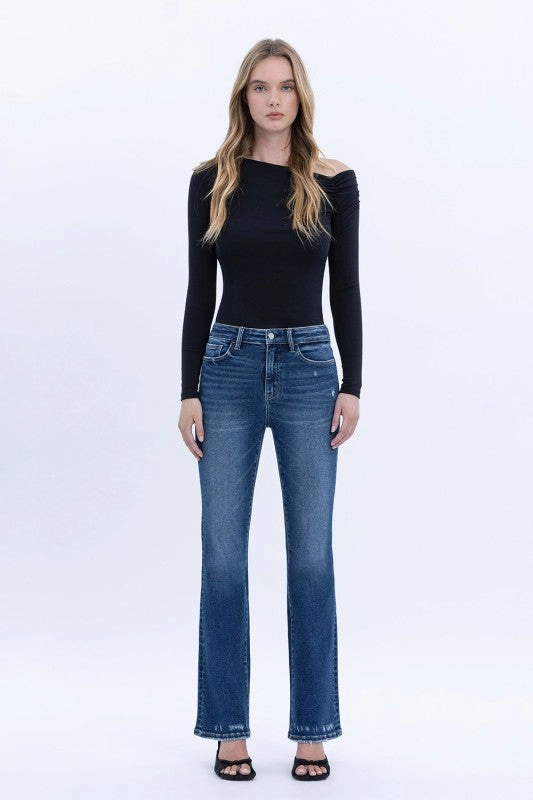 Road Trip Bold Look Smart Casual Modern Spring Mood Kerri High Rise Full Length Bootcut Jeans