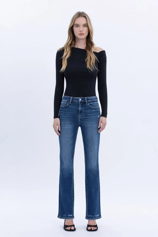 Kerri High Rise Full Length Bootcut Jeans Fast Match Circular Knit Construction