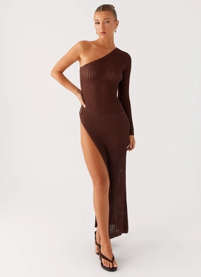 Kerri Knit Maxi Dress - Dark Chocolate Quiet Mood Smart Lines