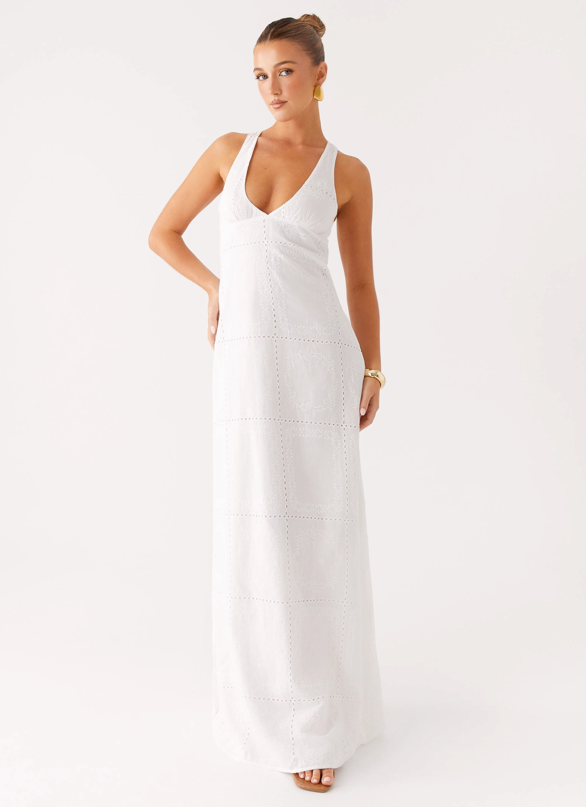 Timeless Piece Modern Minimal Kiana Halter Maxi Dress - White